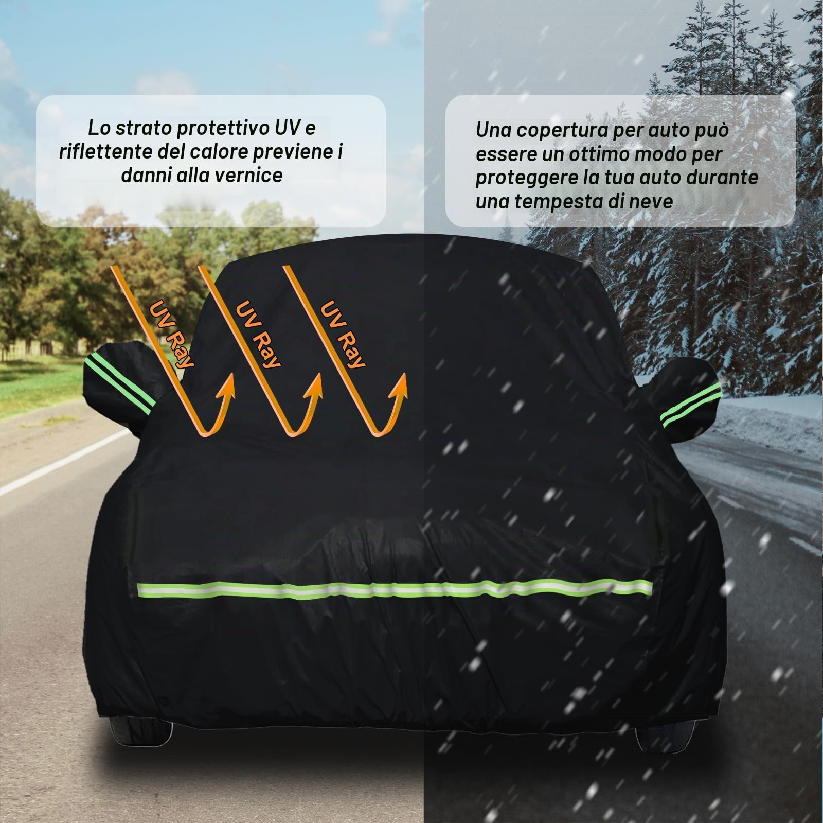 Telo Copriauto Antigrandine per mini Cabriolet R52 2004-2008,Telo Copriauto da Esterno Copertura Auto Impermeabile Traspirante con Zip Laterale, 100% Impermeabile.