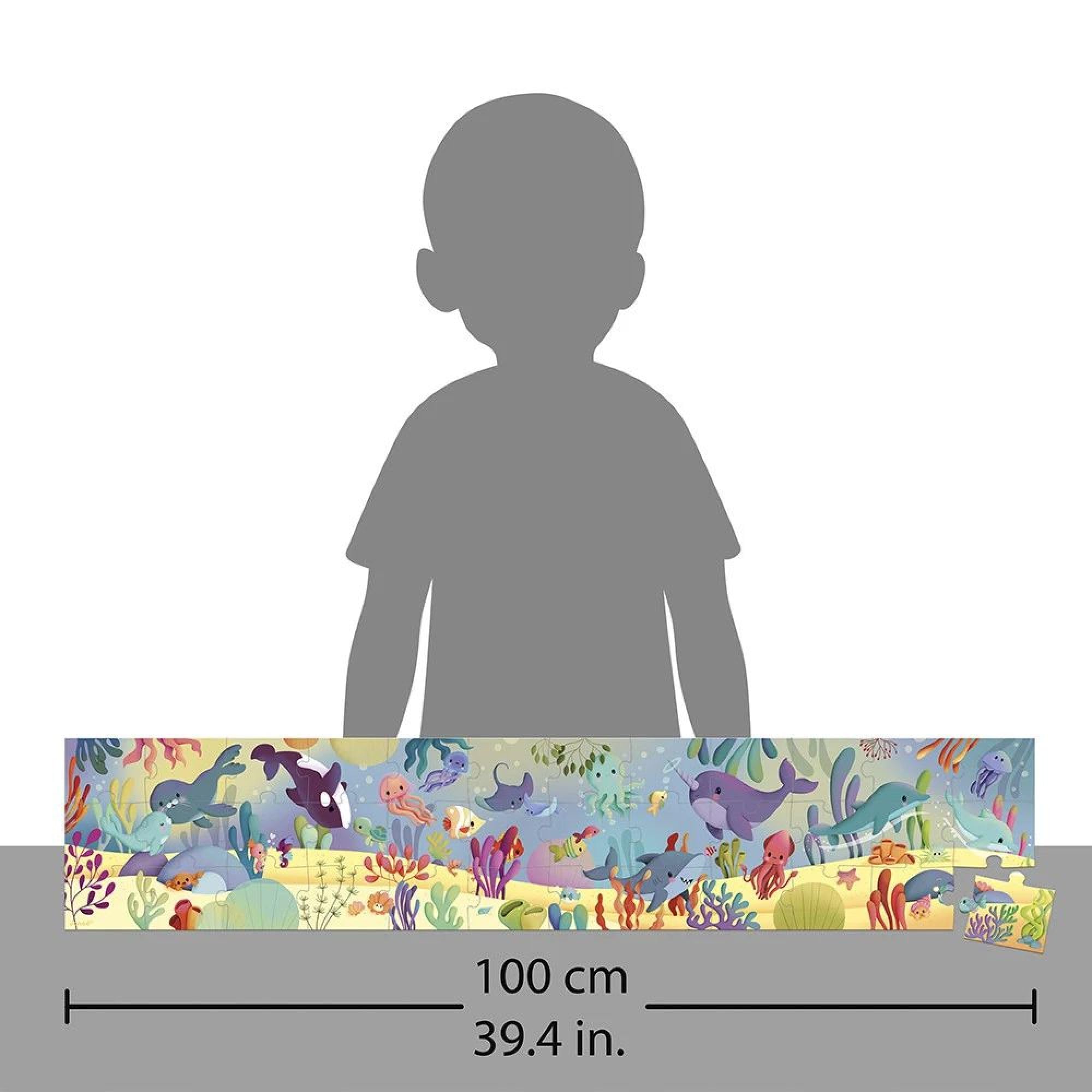 Janod - 36 Piece Sea Animals Panoramic Puzzle - Develops Patience & Concentration - Made in France - Ages 4+ - Image 3