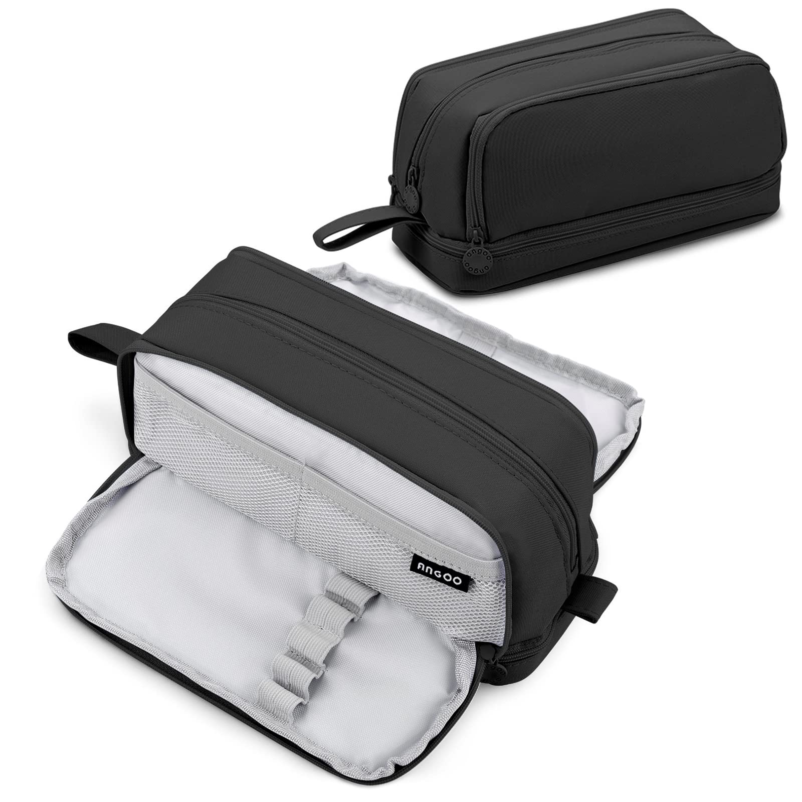 Eucomir Estuche Escolar,Estuche Escolar 4 Compartimentos,Gran Estuche de Papelería Organizador de Estuche Escolar Expandible para Niños Mujeres Hombres Adolescentes Estudiantes,Negro