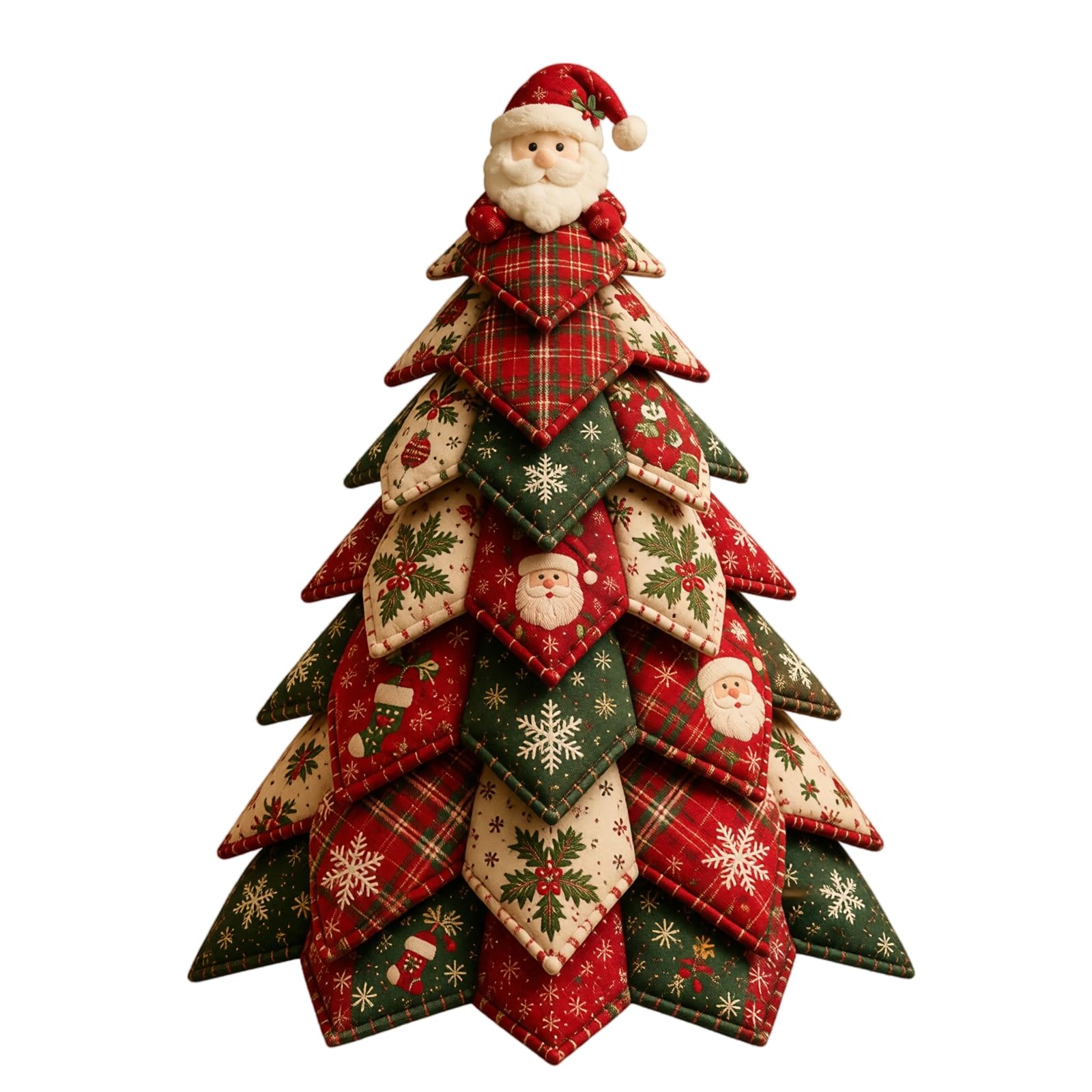 Patterned Christmas Tree Sewing Kit, Pre-Cut Fabric with Holiday Prints