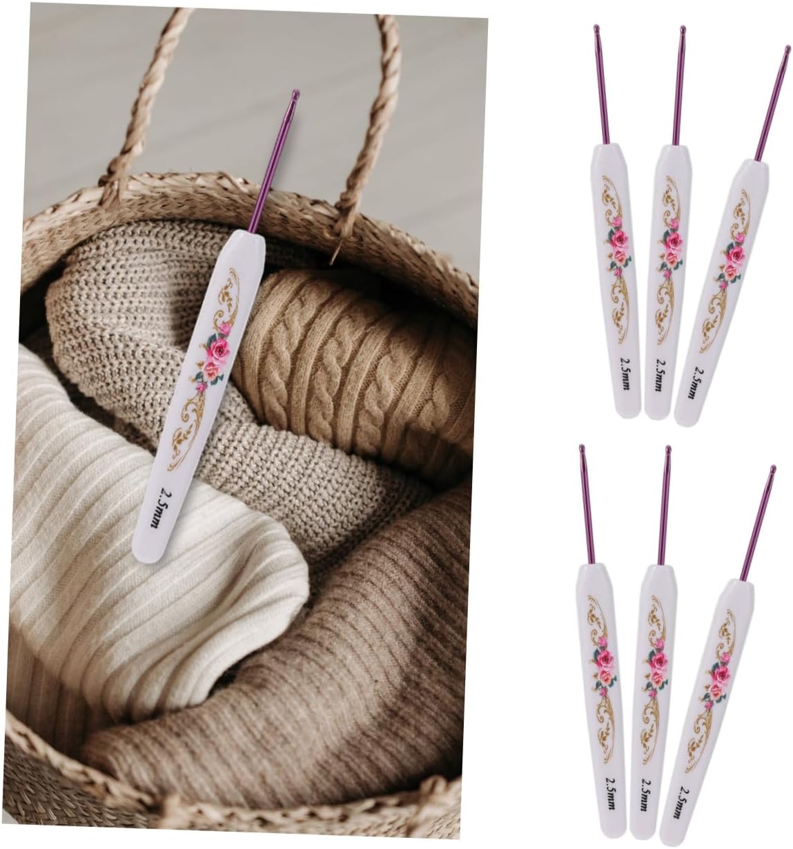 LIFKOME 16pcs Blue White Porcelain Crochet Ergonomic Soft Grip Hooks Knitting Crochet Tools Storage Case for Beginners