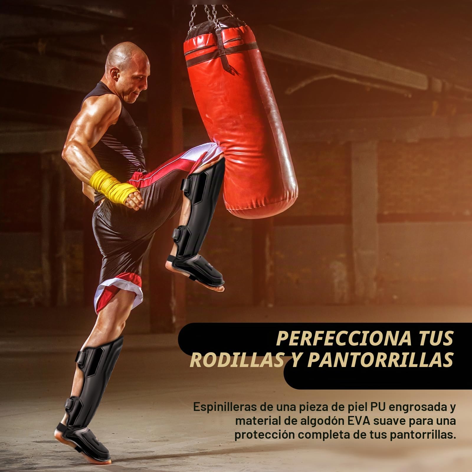 NZQXJXZ Espinilleras de Kickboxing, Espinilleras de Muay Thai, Protectores de Piernas Ajustables con Protección para el Empeine, Equipo de Entrenamiento para Entrenamiento y Combate de MMA