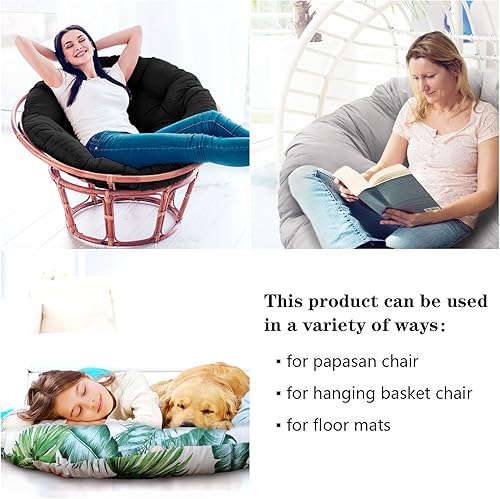 Miniatura 9 de Solo cojín, cojín redondo grueso y relleno de 8.8 libras, silla colgante de huevo (44 x 44, negro)