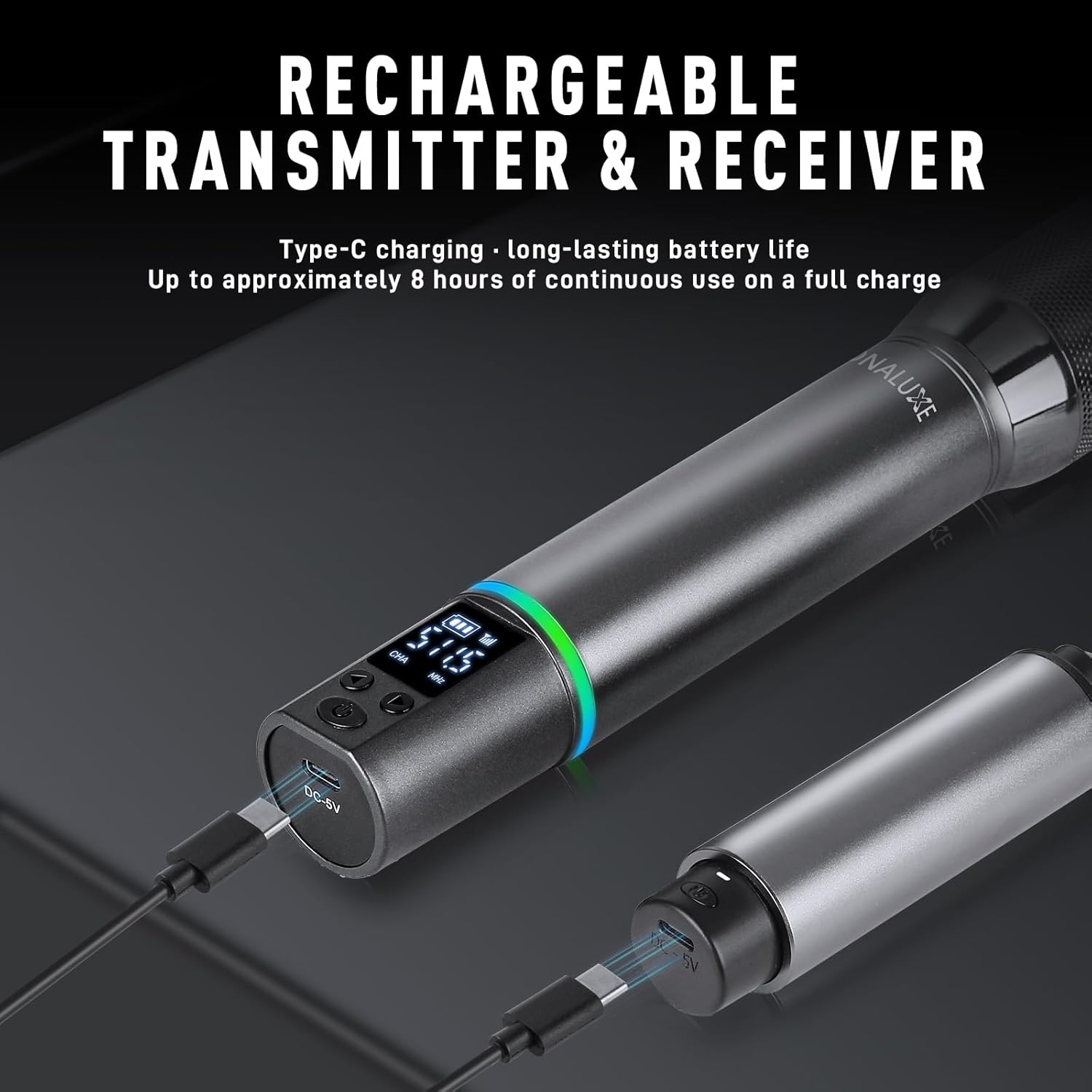 Wireless Microphones, Professional Rechargeable Karaoke Microphone System, Dual Channel UHF All-Metal Portable Mics with 262ft Range for Singing, Speaking, Meetings, Events, Church, Wedding