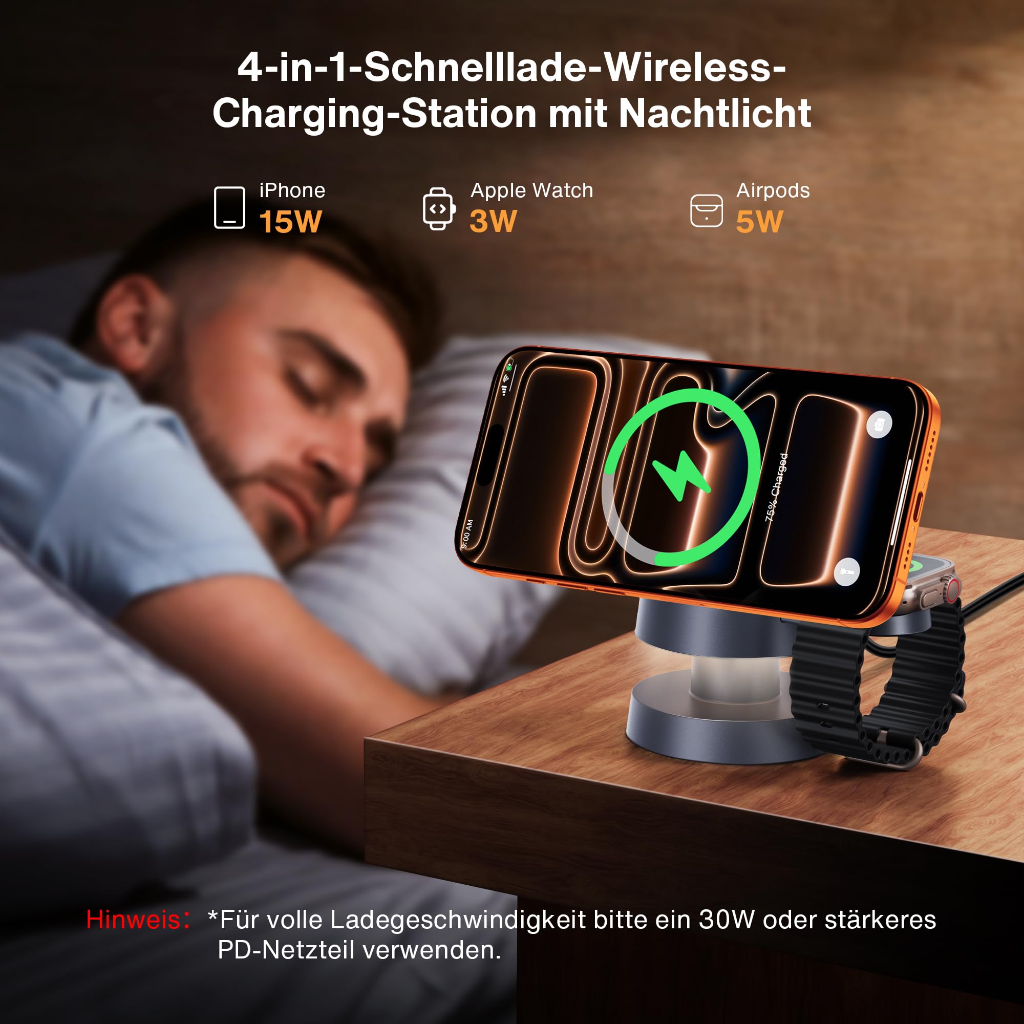 iVANKY para iPhone 17e/17/16/15/14 Series, Cargador Inalámbrico 4 en 1 Cubo con Lámpara de Noche para MagSafe Soporte de Carga Inalámbrica, 3 en 1 Estación de Carga Rápida para Apple iWatch, AirPods