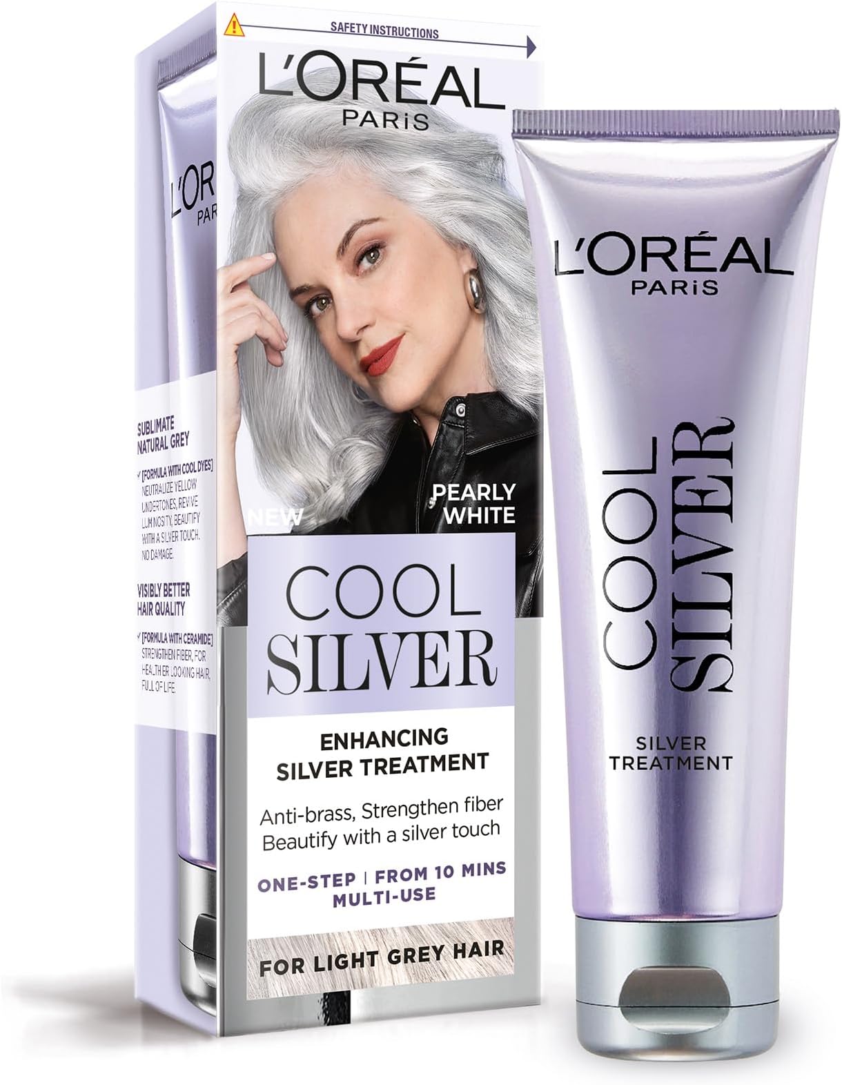 L'Oréal Paris Hair Dye, Permanent Hair Color Cool Silver Pearly White, Excellence Universal Nudes, No Ammonia Home Hair Colour with Hyaluronic Acid & Micro-Keratin, Up to 100% Grey Coverage