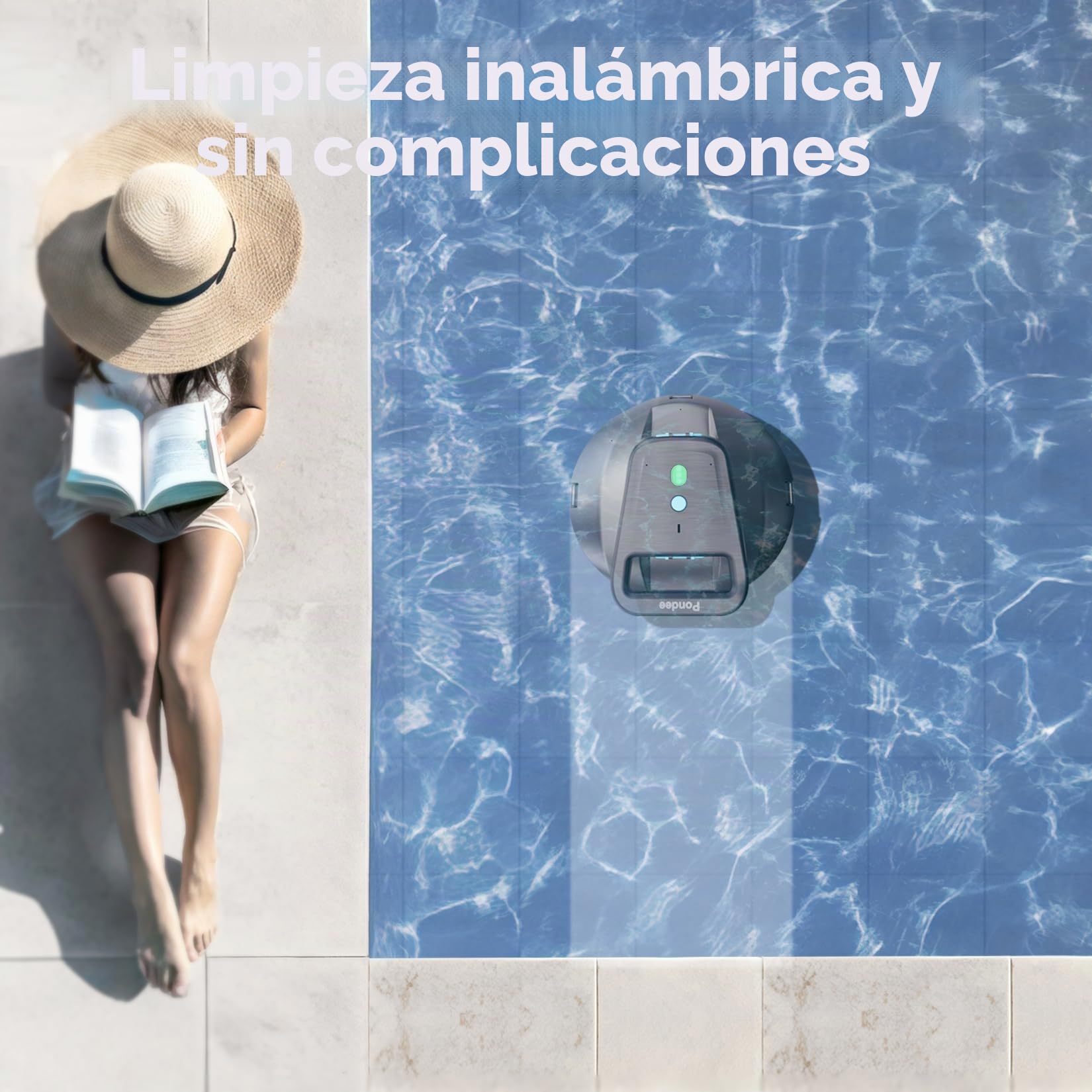 (Upgrade 2026) Pondee X1 Robot Limpiafondos Piscina Sin Cable Fondo Plano, Aspiradora 120 Min Autonomía, Auto-Parking, Carga Rápida 2,5h, para Piscinas Desmontables y Enterradas hasta 80 m²