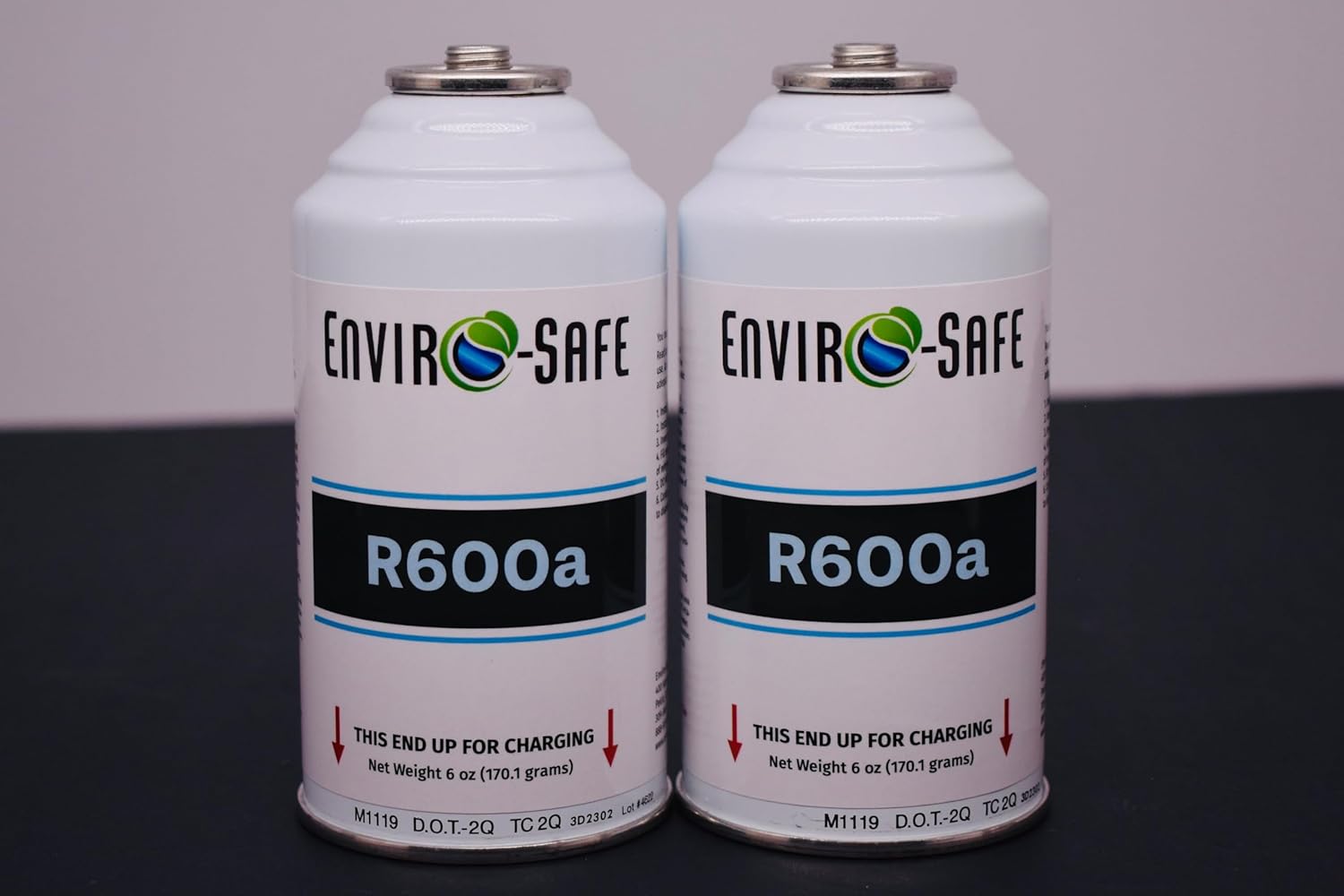 ENVIRO-SAFE Upright R600a Refrigerant -Self-Sealing Style Top for HVAC & Refrigeration Use | 99.7% Purity | EPA Approved Hydrocarbon-2pk-6oz-Top-Tap