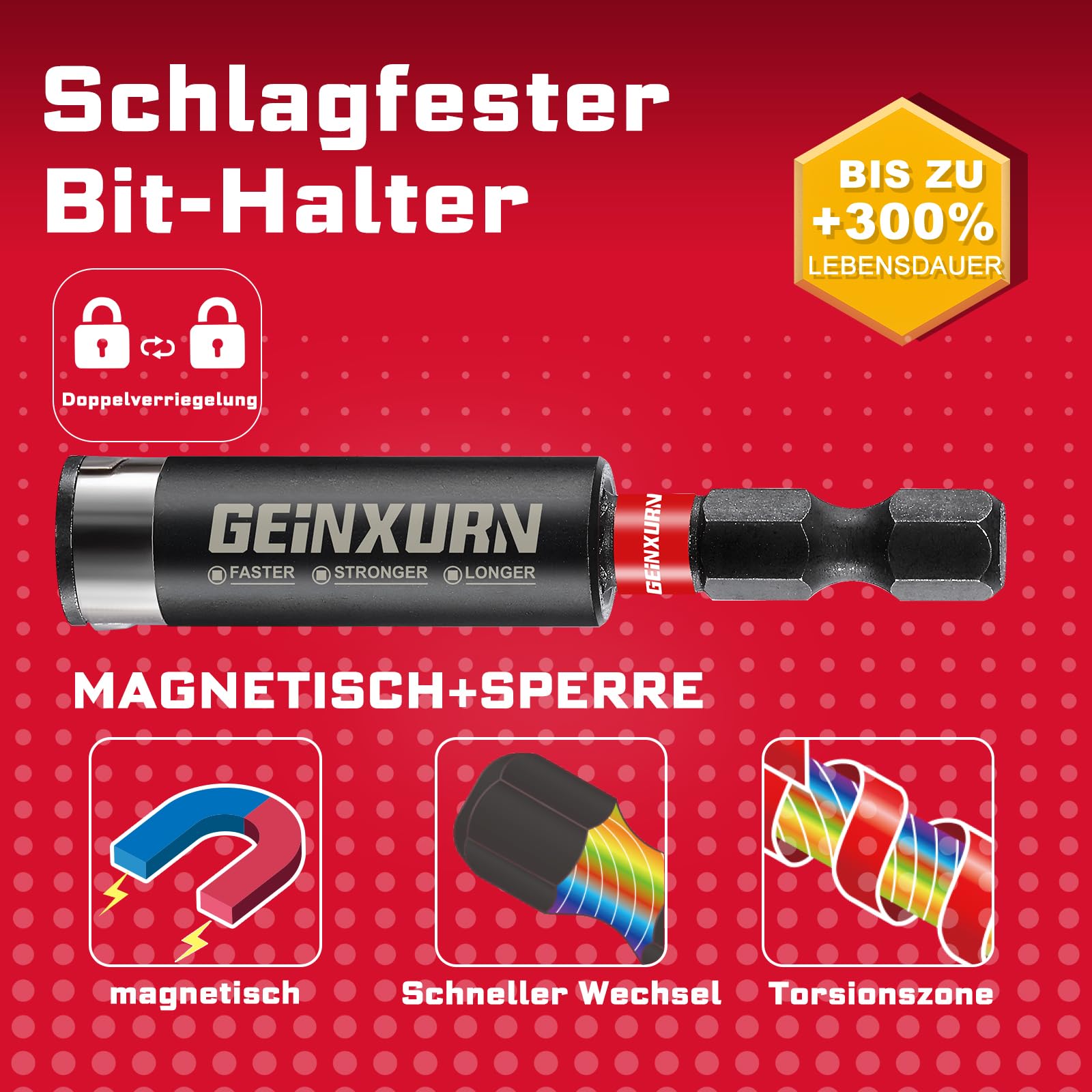 Geinxurn 99tlg. Schrauber Bits Set (Torx, Kreuz, PZ, Hex, SL), S2-Stahl Magnetische Bitsatz, inkl. Bit Halter, Stecknuss Adapter, Steckschlüssel, PH2 Bit mit Tiefenanschlag im Grau Aufbewahrungsbox