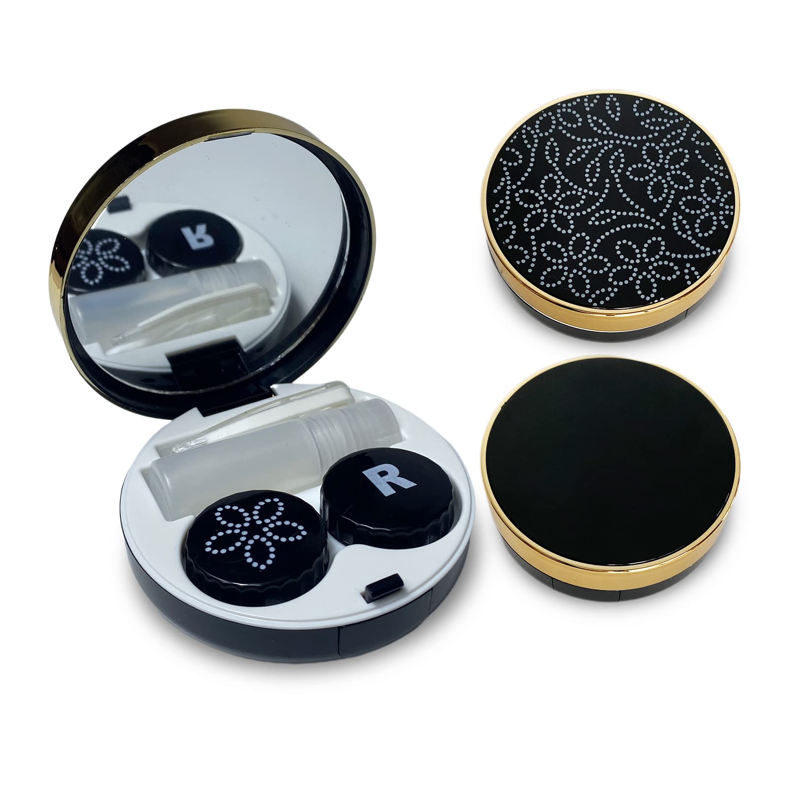 Rinetics Fashion Eyecare 4-in-1 Lightweight Portable Contact Lens case kit with mirror,travel solution Includes Contact Lens Remover Tool with Bottle