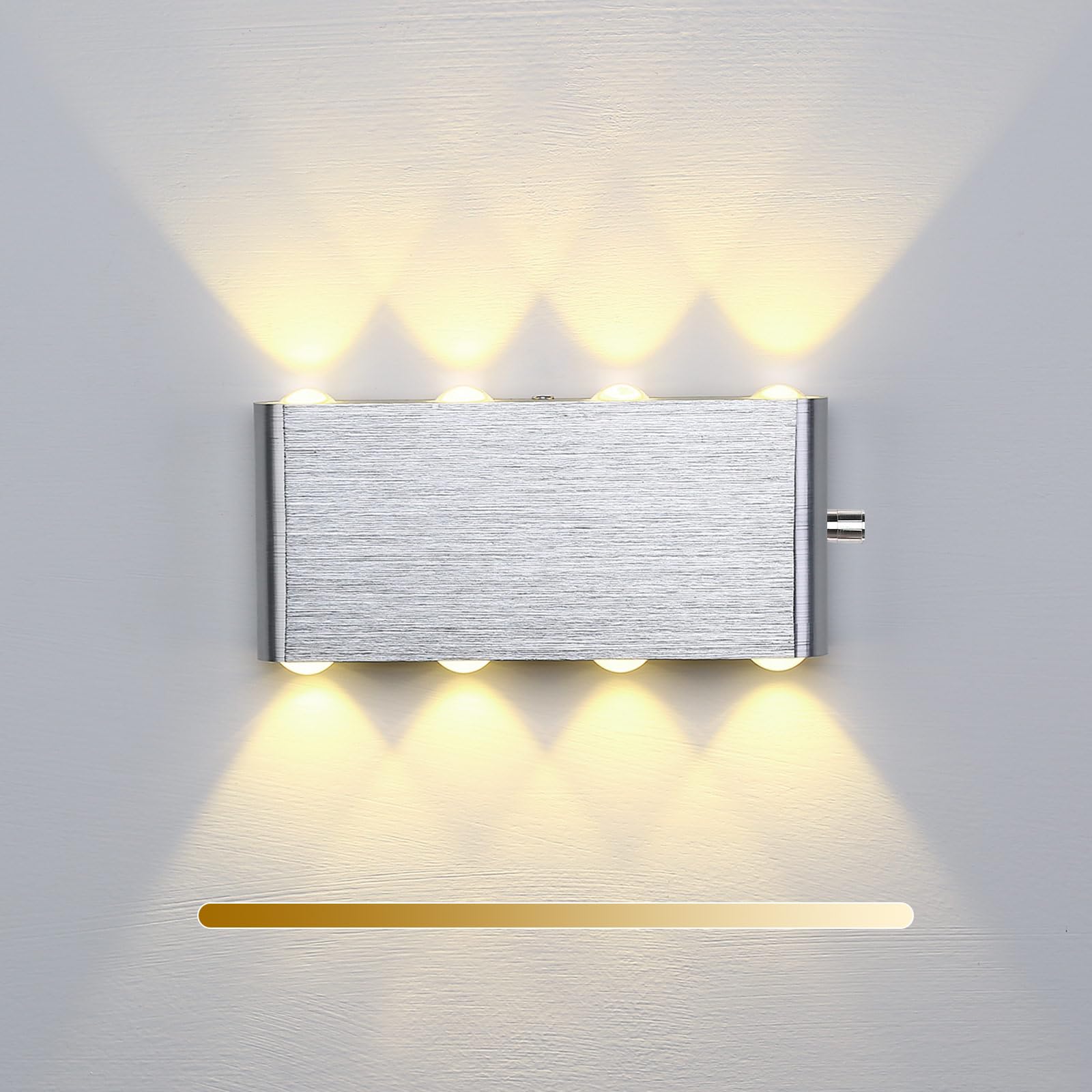 Lightess Dimmbare LED Wandleuchte Innen Wandlampe mit Schalter Modern Up and Down aus Aluminium modern Flurlampe Wandbeleuchtung für Wohnzimmer Schlafzimmer Lampe, Warmweiß