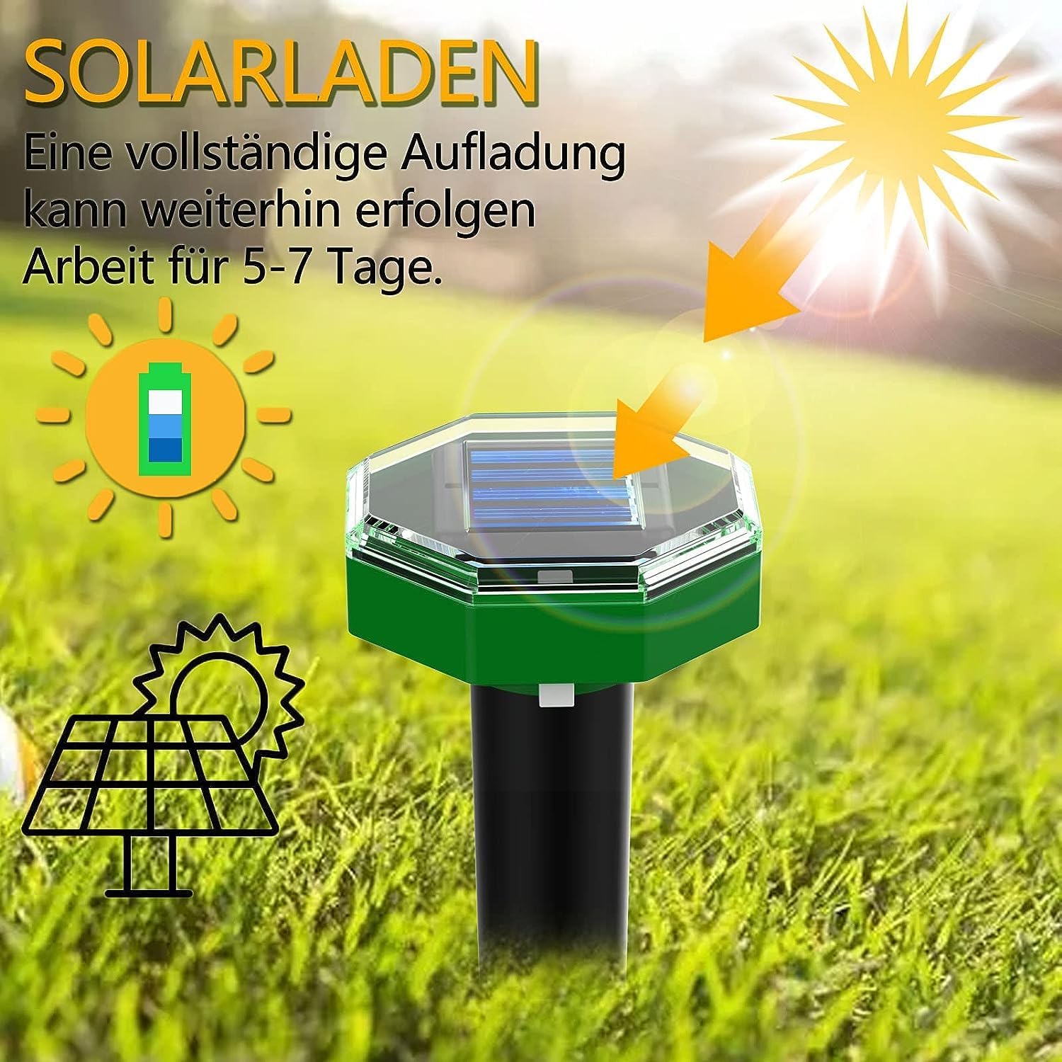 Ahuyentador de Topos Solar 8 Piezas, Anti Topos según la Norma IP65 y Aptos para su Uso en Exteriores para ahuyentar Topos