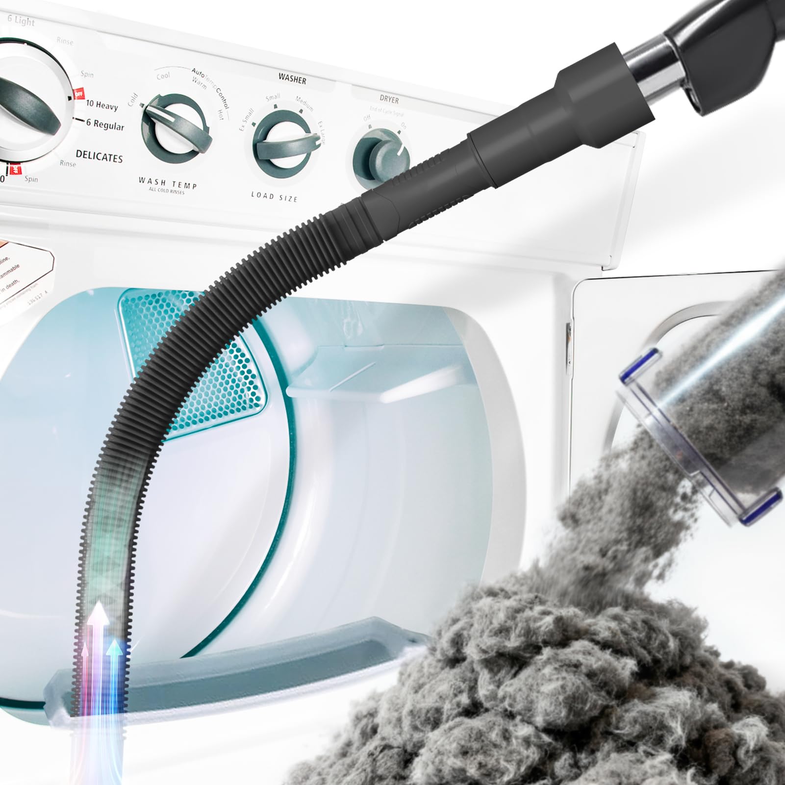 Holikme Dryer Vent Cleaner Kit Vacuum Hose Attachment Brush,Black