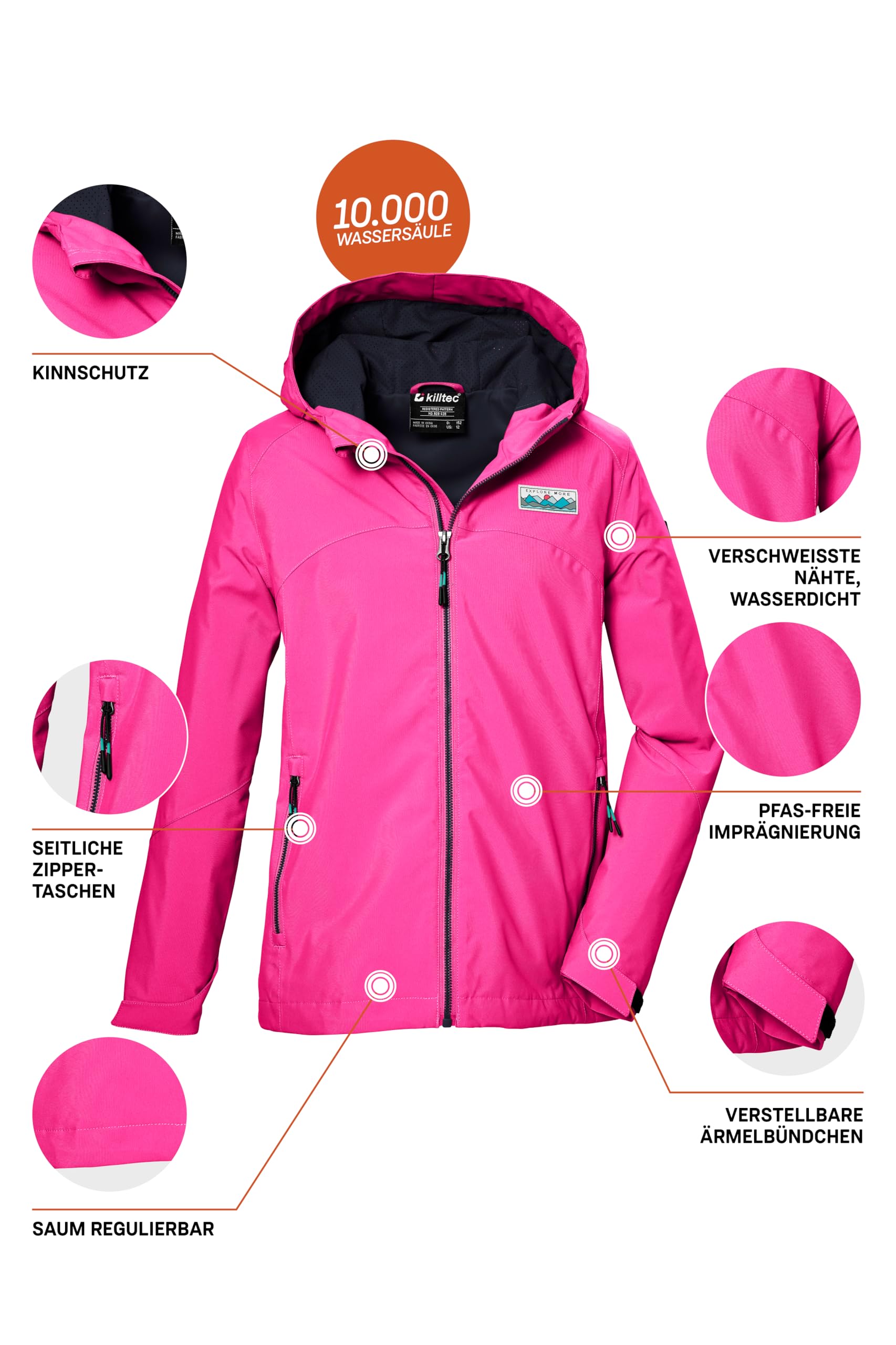 Killtec Kos 146 Grls Jckt Chaqueta funcional impermeable/chaqueta impermeable con capucha Niñas
