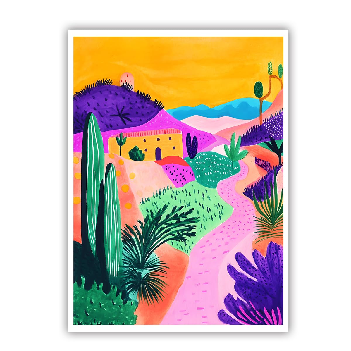 Oshionarte Trendy Dopamine Decor Colorful Wall Art Abstract Aesthetic Mediterranean House Canvas Poster For Aesthetic Room Wall Decor 35X50cm Frameless