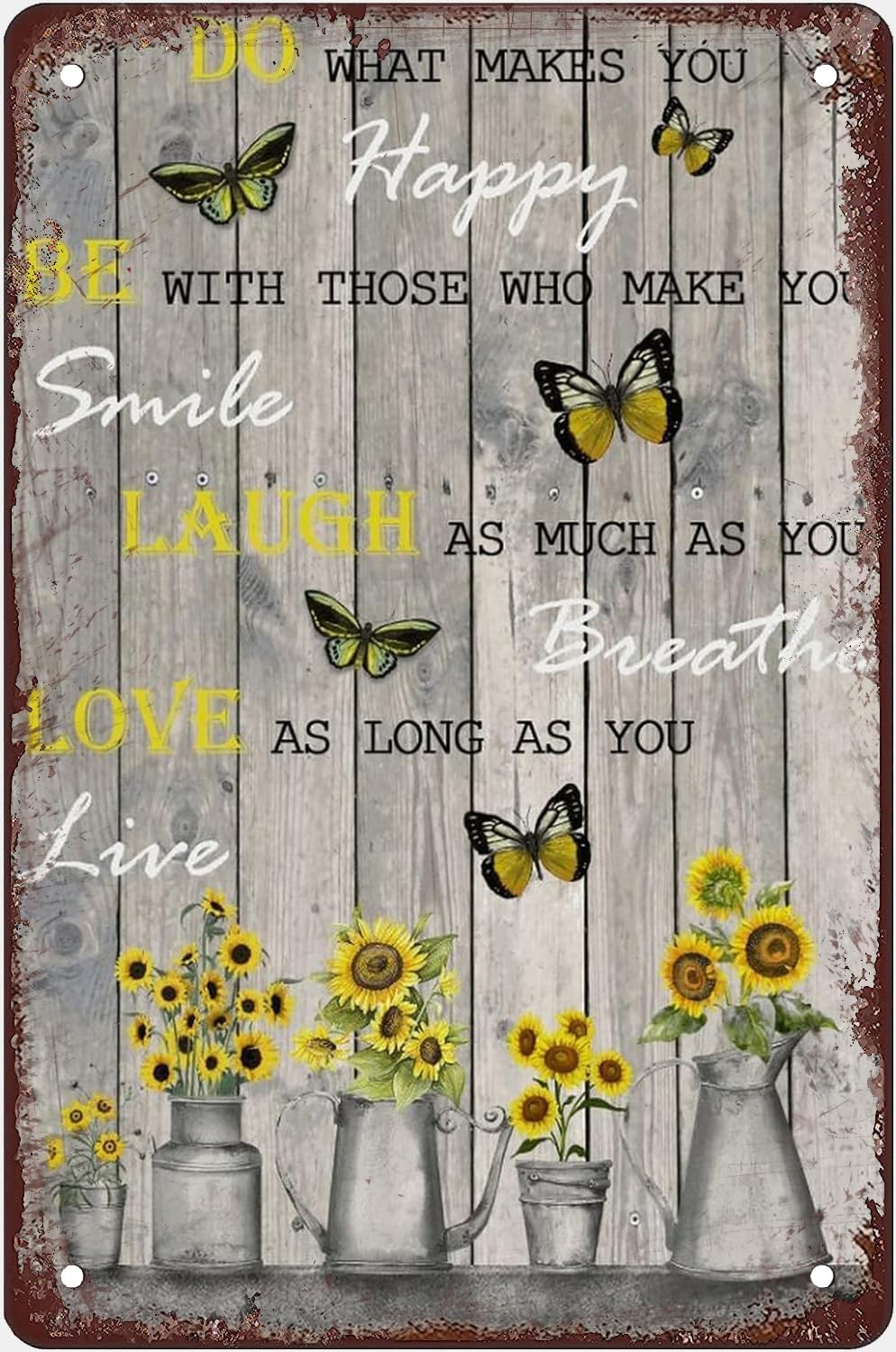 Kwqdozf As Pic Vintage Metal Tin Sign Sunflower Art Wall Art For Home Kitchen, 8X12 Inch