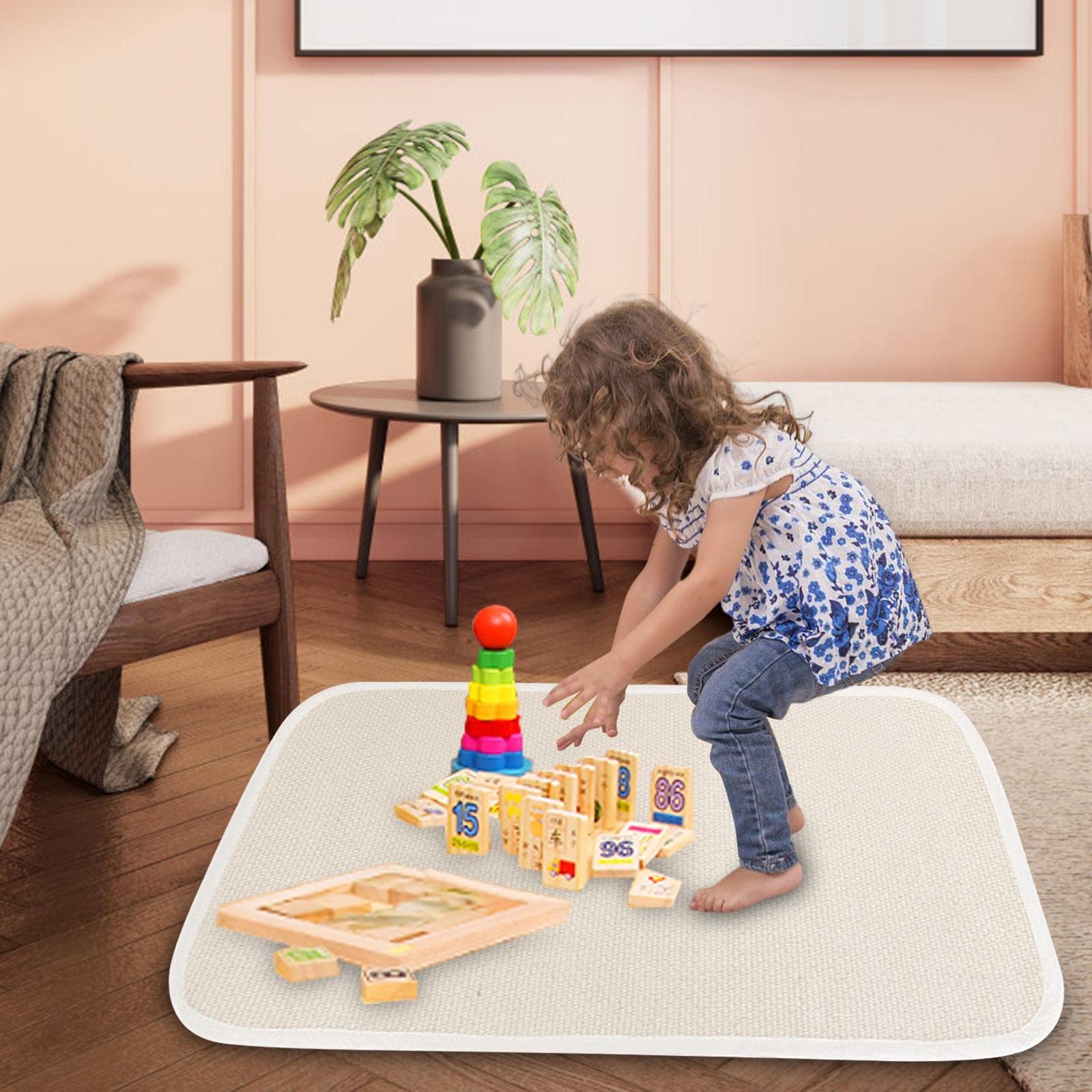 Tappeto per Bambini, Tappeto da Lavoro Lavabile E Riposizionabile, Tappetino Educativo per La Prima Infanzia, Comodo per Riporre Oggetti, T, S