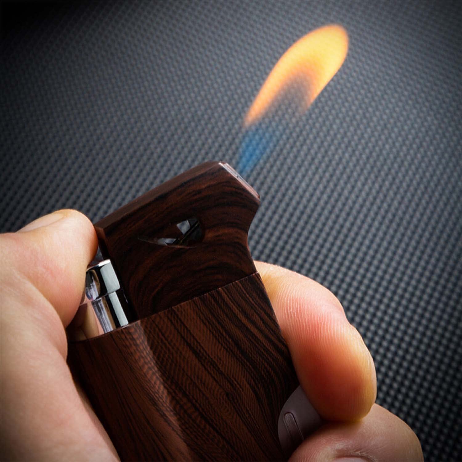 Vintage Pipe Briquet Pliable Czech Cleaner Tools Soft Flame Grain de Bois Butane Rechargeable Cadeau de Mari pour la Fête des Pères (Vendu sans Essence)