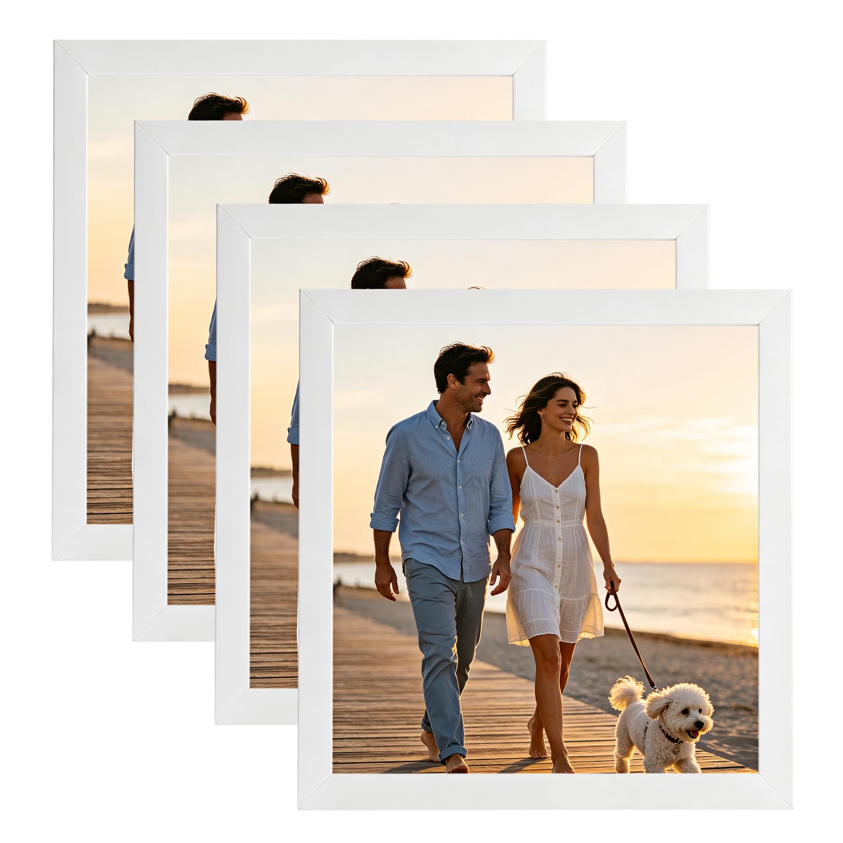 runxsam 4 pcs white MDF picture frames 20.3x20.3cm (8x8in) table/wall