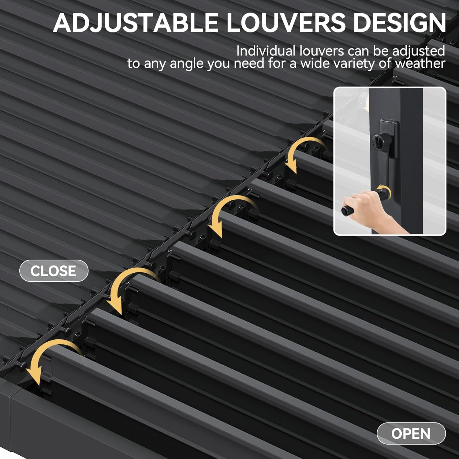 Aoxun Louvered Pergola 10' x 12' Outdoor Aluminum Pergola with Adjustable Top for Decks, Gardens and Backyards, Gray