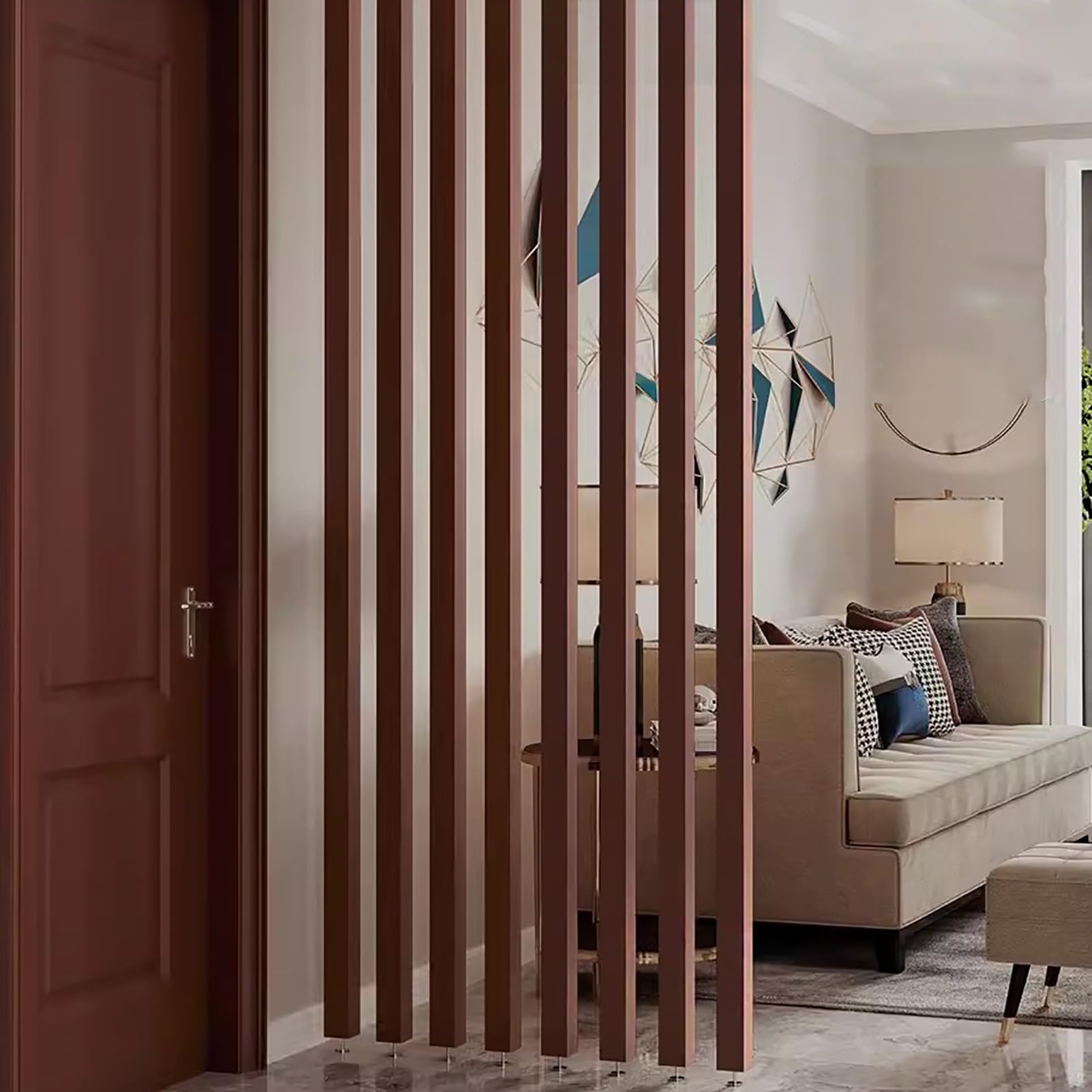 ZXFDMSWJ Separador de ambientes con Poste de Madera para Pared, Separador de ambientes Personalizado de Listones de Madera de Piso a Techo, decoración de Cama/Sala de Estar/cubículo (Blanco, 70 cm (2