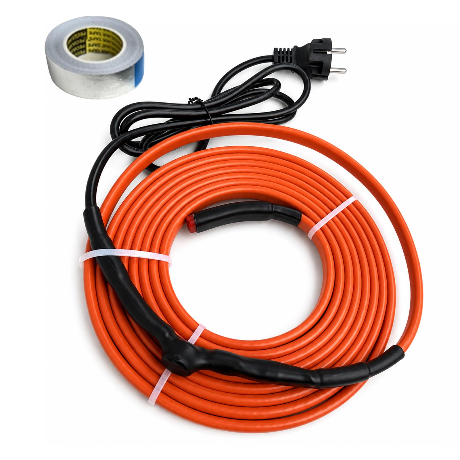 Cavo riscaldante con termostato, banda riscaldante autoregolante, protezione antigelo, filo riscaldante impermeabile IP65, per la protezione di condutture d'acqua, grondaia e abbeveratoi (arancione, 6