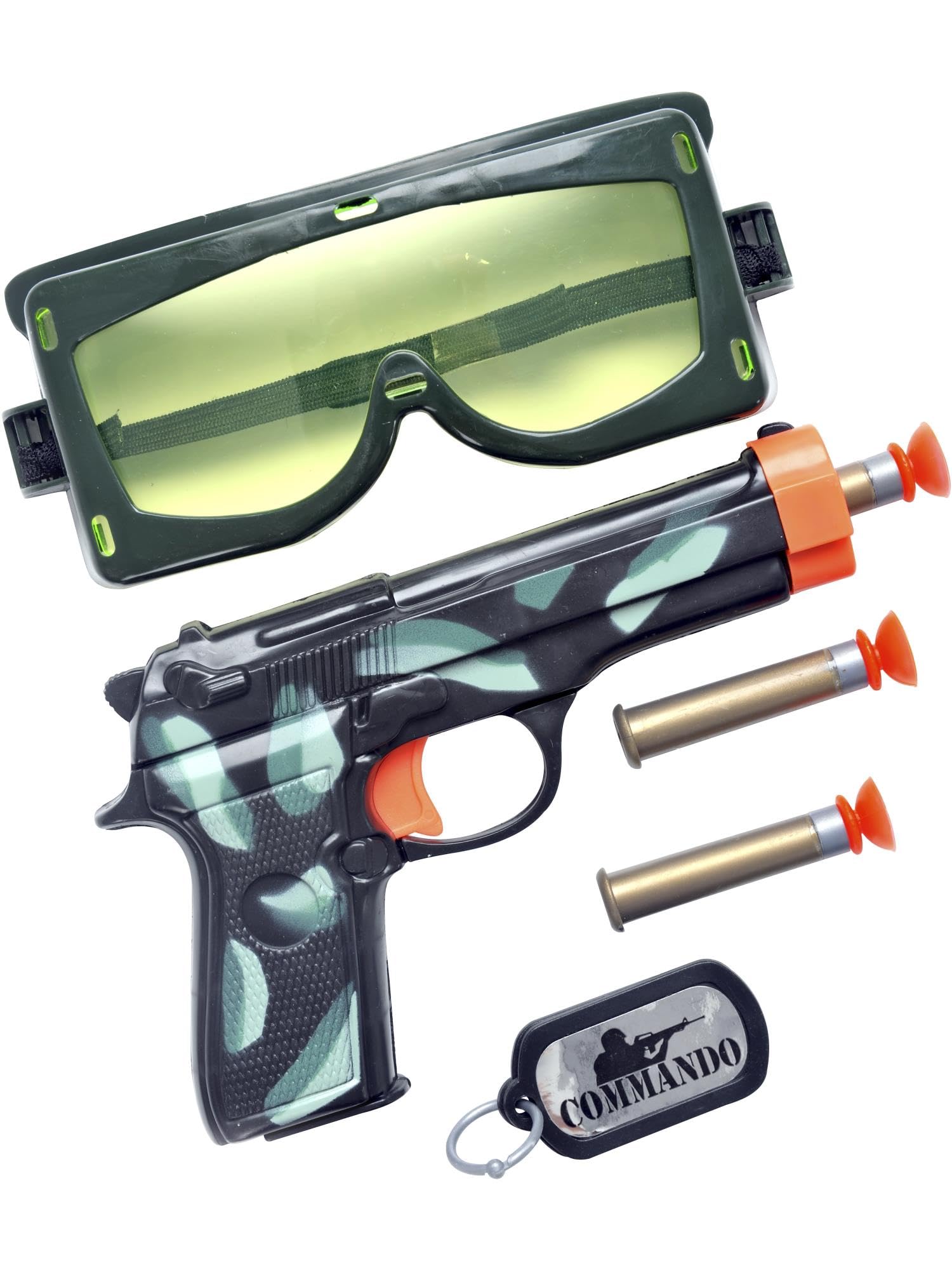 Smiffys Military Set, Black with Gun, Bullets, Goggles and Dog Tag, Leisure Products Fancy Dress, Funtime Dress Up Accessories Halloween