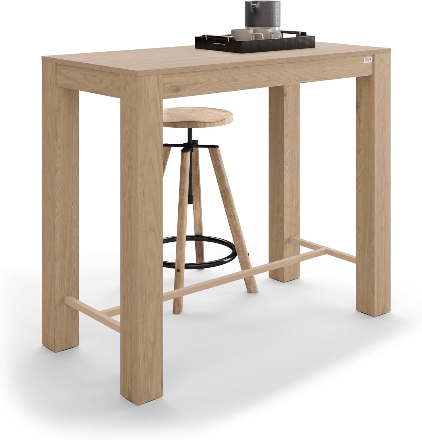 Mobili Fiver, Rachele High Bar Table 47.2 x 23.6 in, Light Oak, Made in Italy