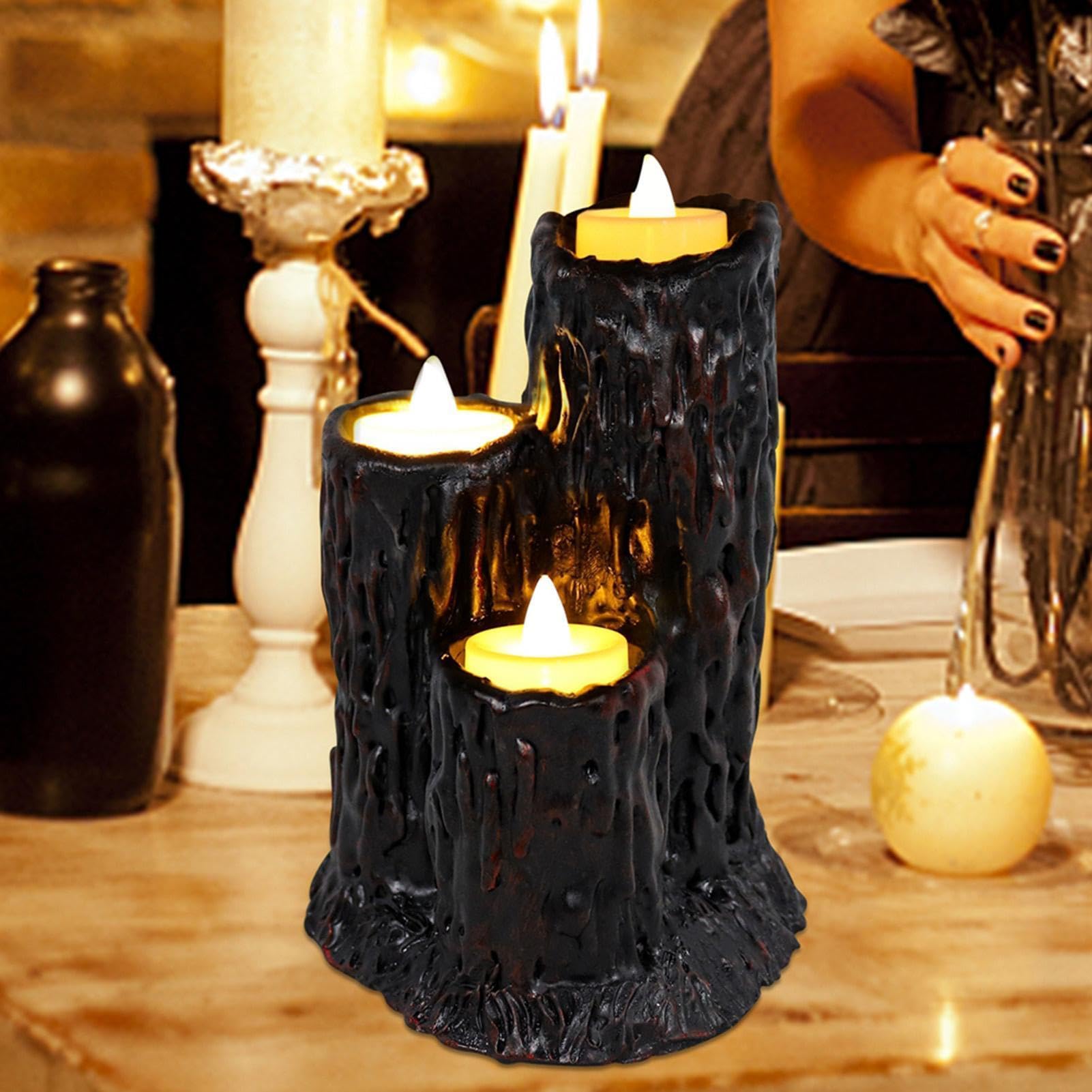 Generisch Decorazione per Halloween a LED senza fiamma, in resina, tronchi d'albero