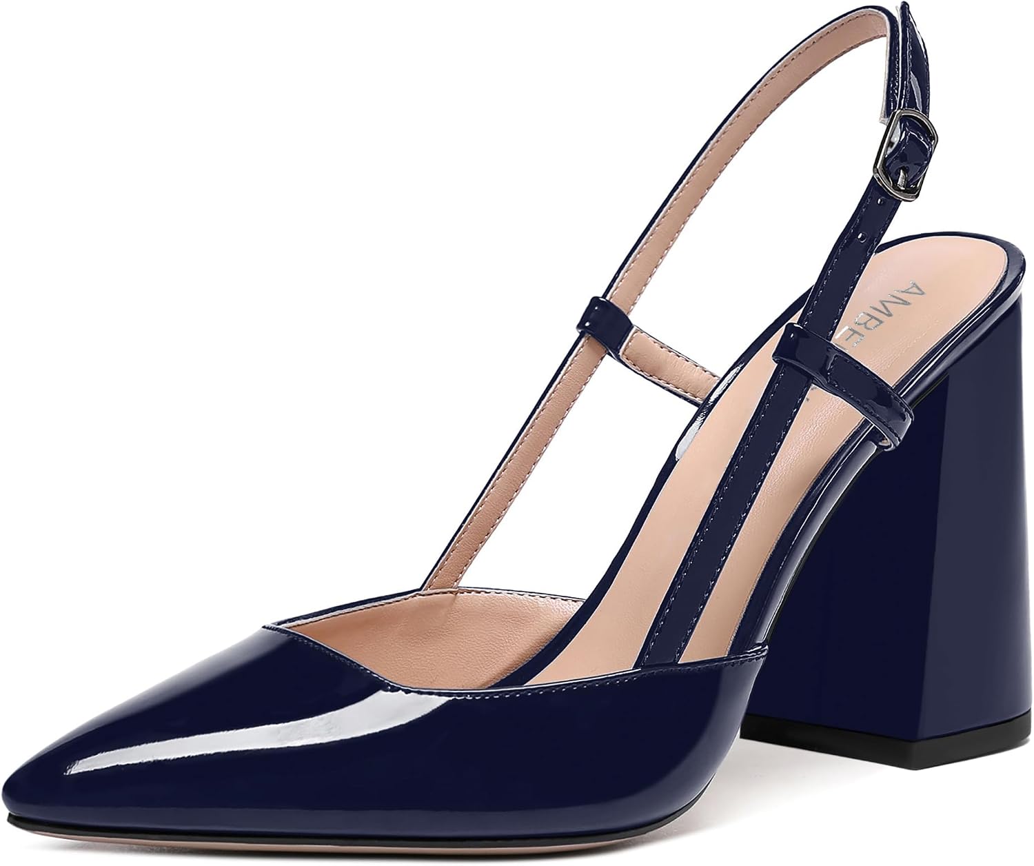 AMBELIGHT Women's Clear Slingback Heels – Pointed Toe Stiletto, 4 Inch, Patent - View #10