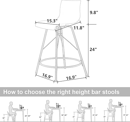 Miniatura 2 de annjoe Taburetes de bar giratorios de metal para mostrador, sillas de asiento de plástico, juego de 4 para interiores y exteriores, hogar, cocina,