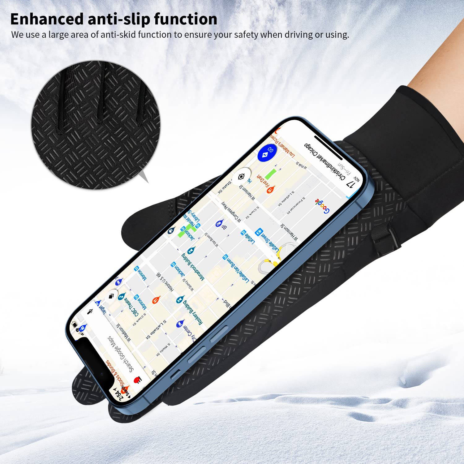 Guanti Invernali Uomo Donna, Guanti Invernali Ciclismo Guanti Touch Screen Unisex Antivento Guanti da Sci Guanti Sportivi da Caldi Esterni per Corsa Sci Snowboard Bici Alpinismo Trekking Nero