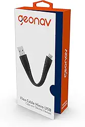 Geonav Cabo em silicone flexível 12cm, Micro USB, sugerido para utilização com o powerbank/carregador portátil, MI012B, Preto