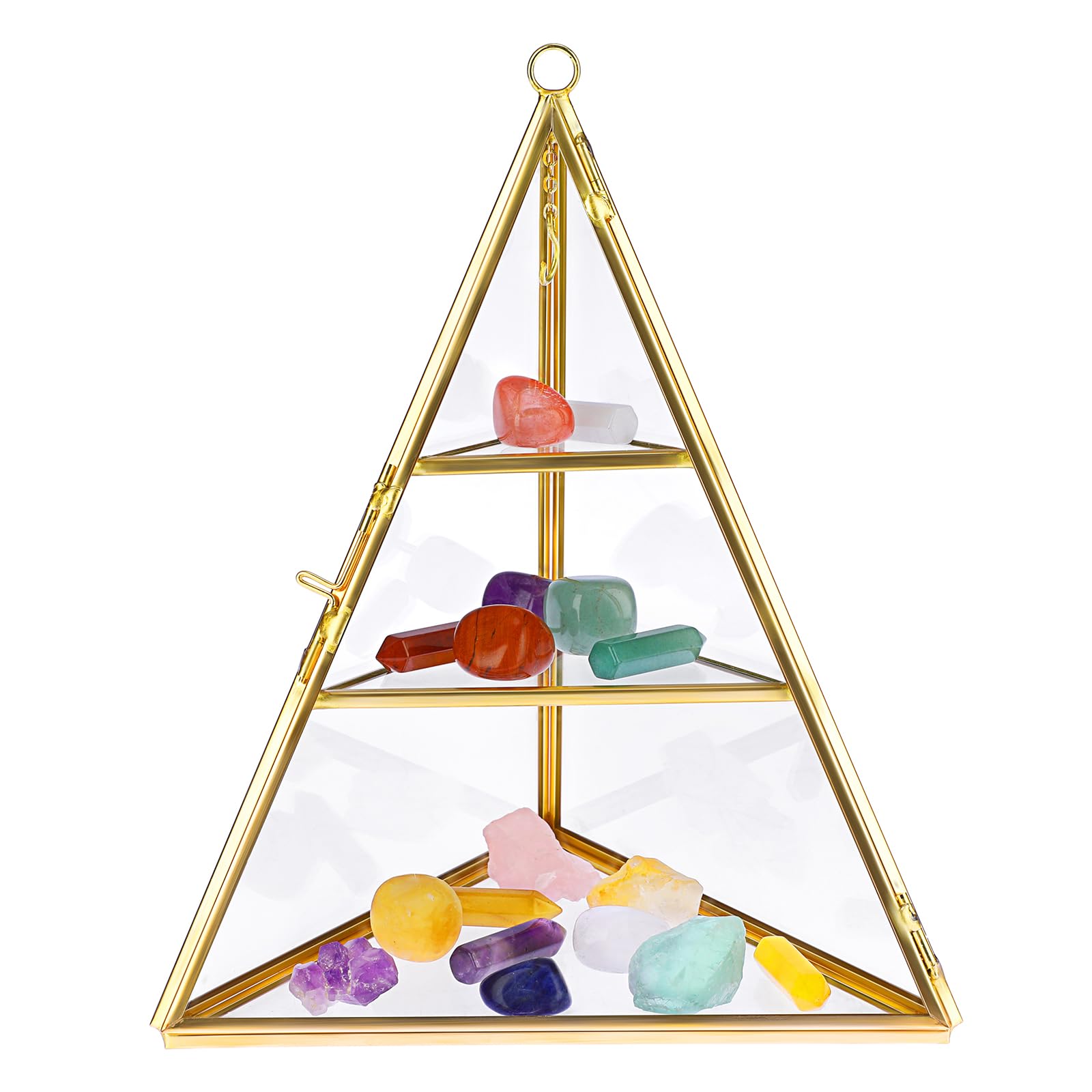 Photo 1 of ELLDOO 3 Tier Glass Jewelry Box - Gold