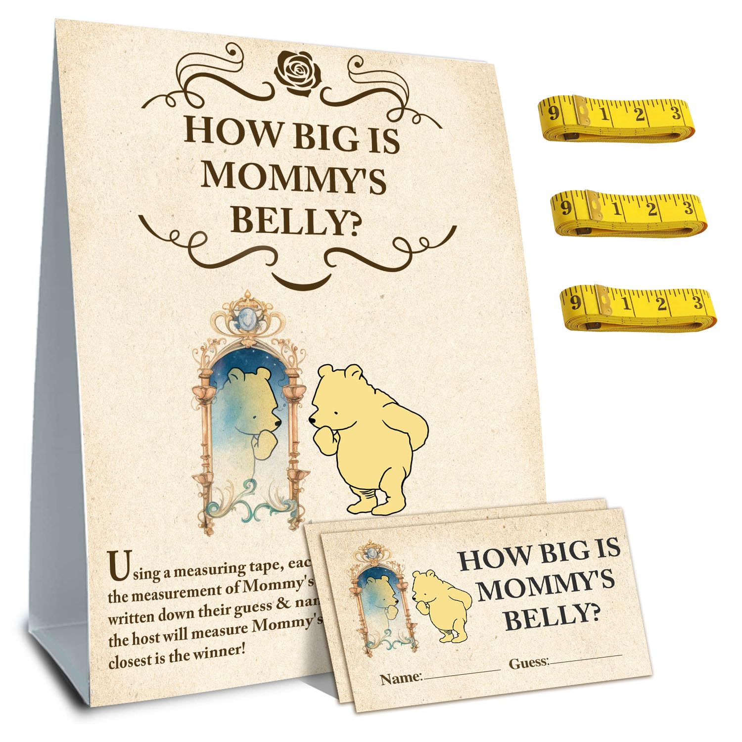 Winnie Baby Shower Decorations-Baby Shower Games-Baby Shwoer Party Decor-Baby Shower Table Sign Centerpieces-Baby Shower Games Pooh Birthday Supplies