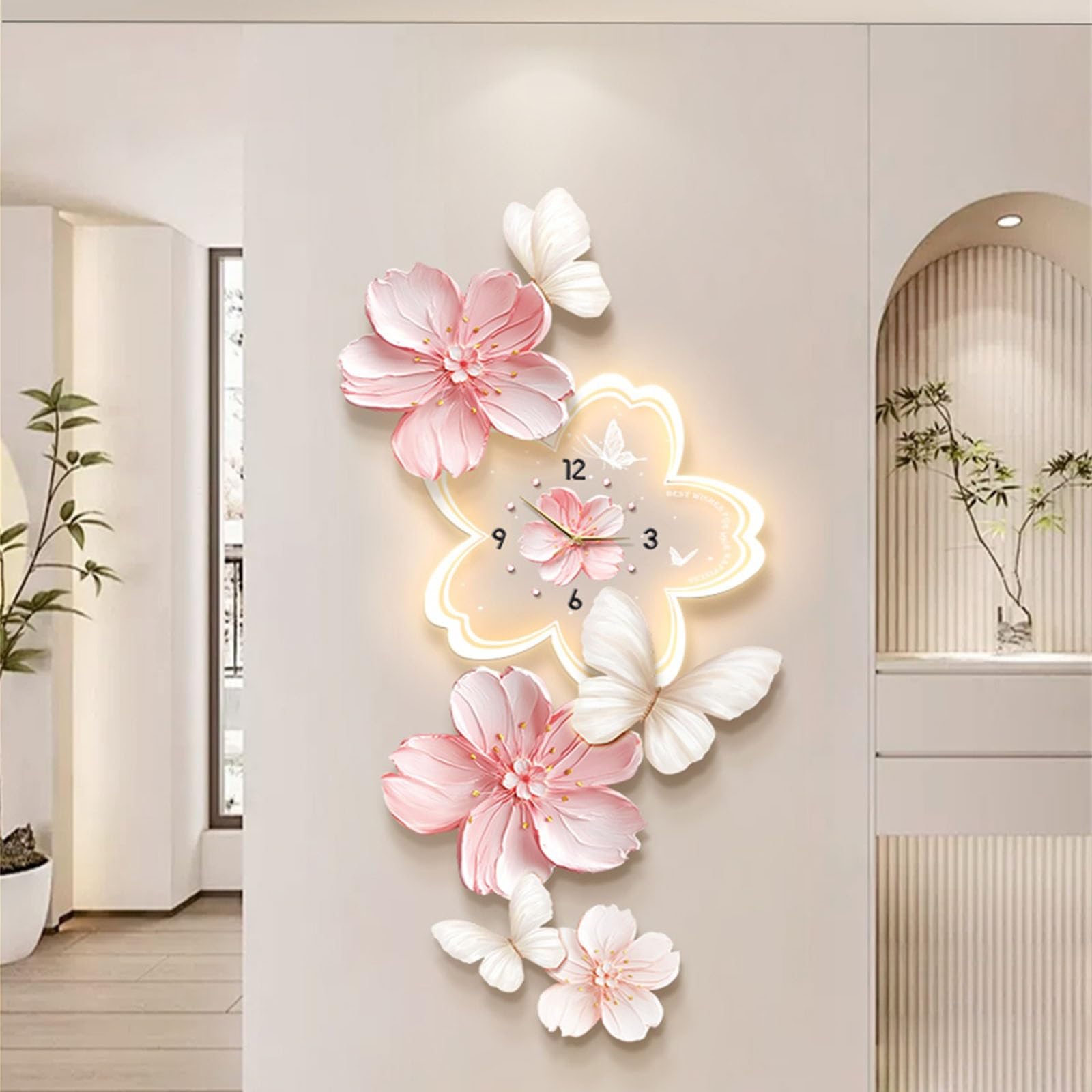 Horloge de cuisine murale avec lumière LED et horloge silencieuse Décor
