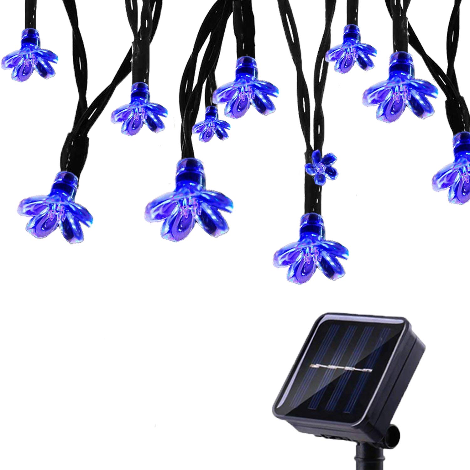 Tuokay, Solar Garden Lights, Outdoor Fairy Lights with Flower, Waterproof 7m 50 LED 8 Twinkling Modes