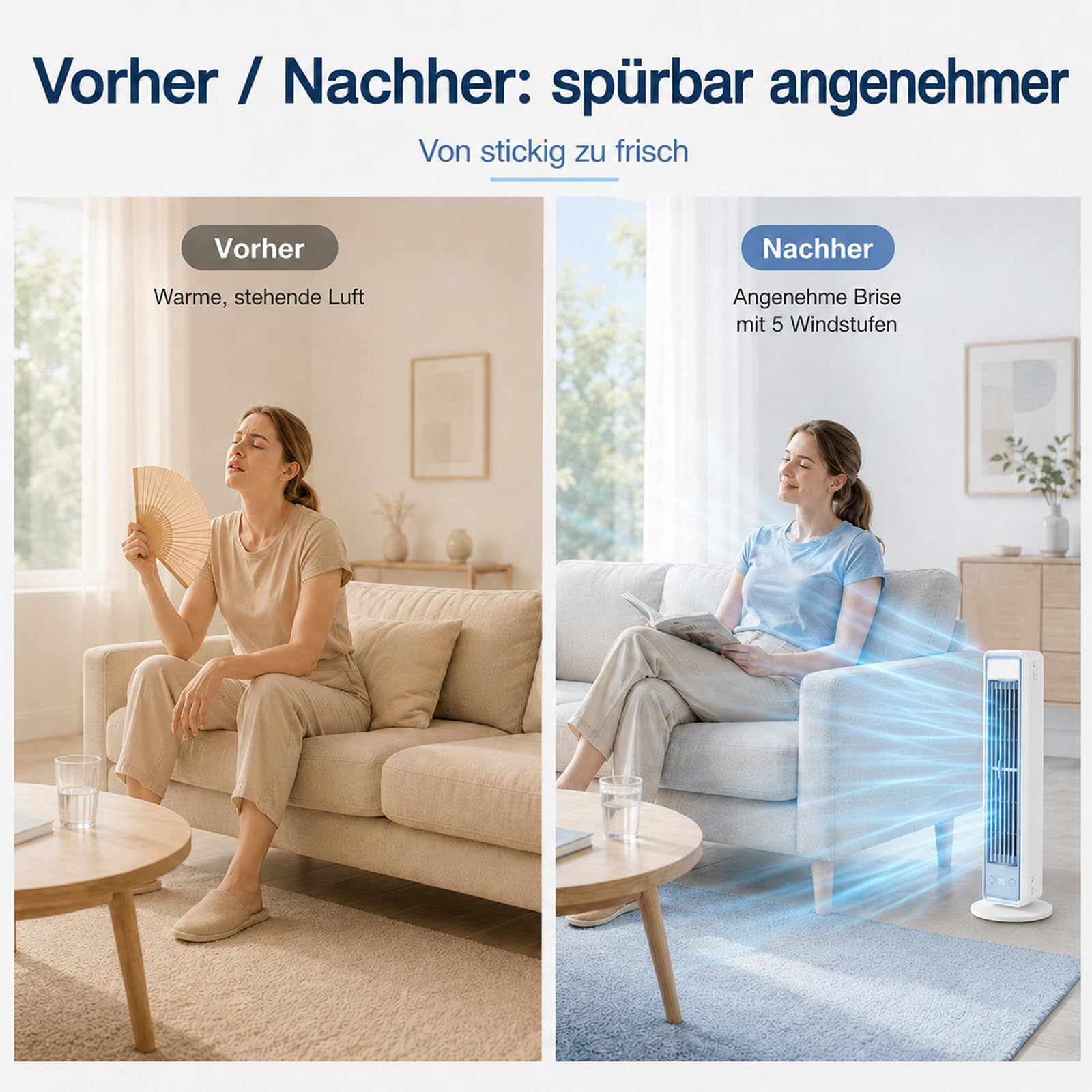 BreezaMax Air Kühlkönig, Airzuma Portable, Polar Breeze–BreezaMax Mini Cooling Ace, Leise & Energieeffizient, 3 Geschwindigkeiten, Bladeless Design, Perfekt für Büro, Schlafzimmer & Zuhause (Schwarz)