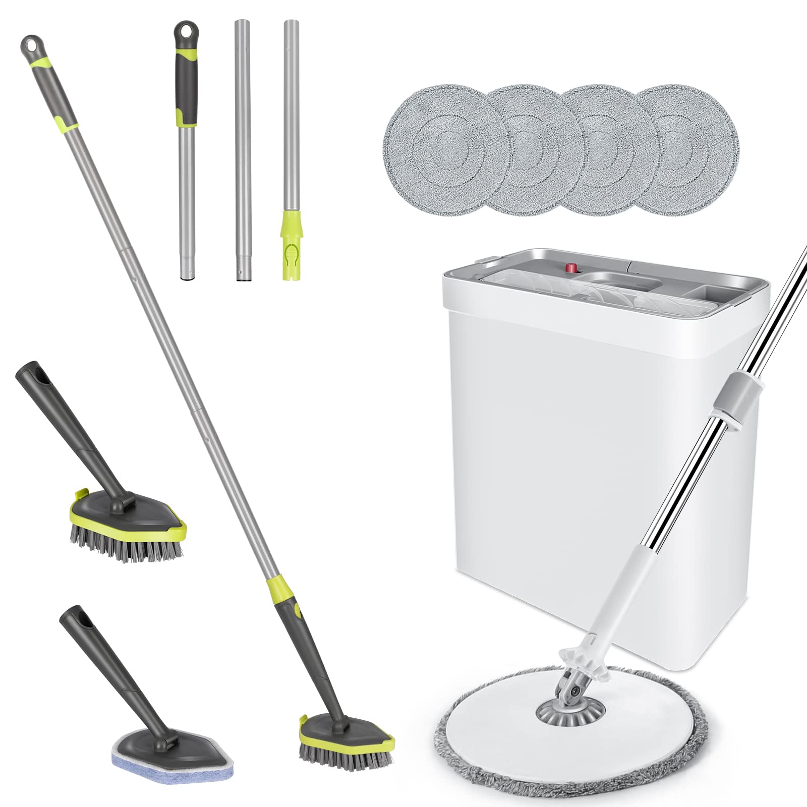 Buy Masthome Spin Mop Bucket and Scrubber Brush, Mop and Bucket with ...