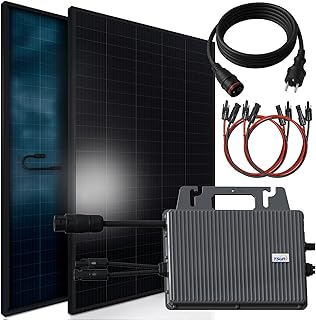 SUNNIVA® 920W Balkonkraftwerk BIFAZIAL FULLBLACK komplett Steckdose TSUN 800W Wechselrichter, PV Solaranlage, 2x 460W Glas-Glas Solarmodule, inkl. 5m Kabel, Bluetooth WIFI, Komplettset