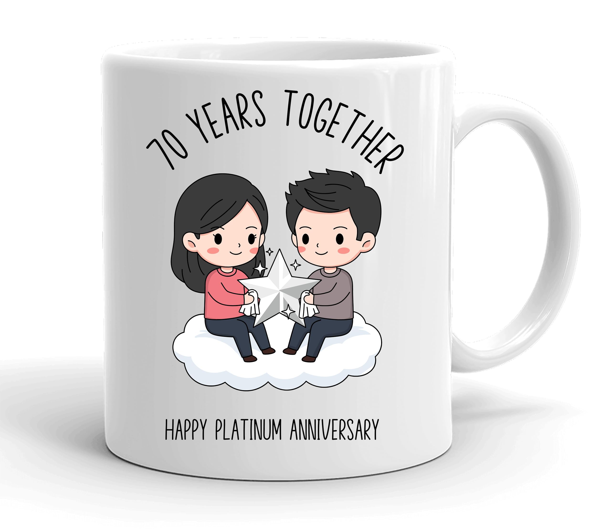 VIROSA 70 Years Platinum Anniversary Mug – 11oz Ceramic Coffee Cup Gift for Husband, Wife, Couples – Seventieth Wedding Anniversary Present Idea, Romantic Keepsake — image 1