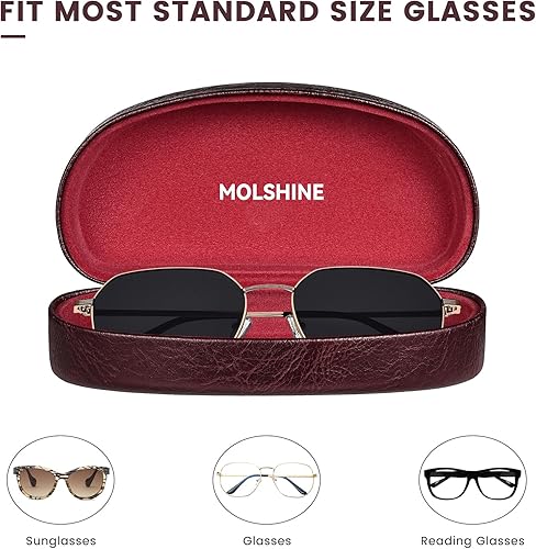 Miniatura 5 de molshine Estuche rígido para lentes de sol, funda clásica grande para lentes de sol, anteojos con paño de limpieza, bolsillo
