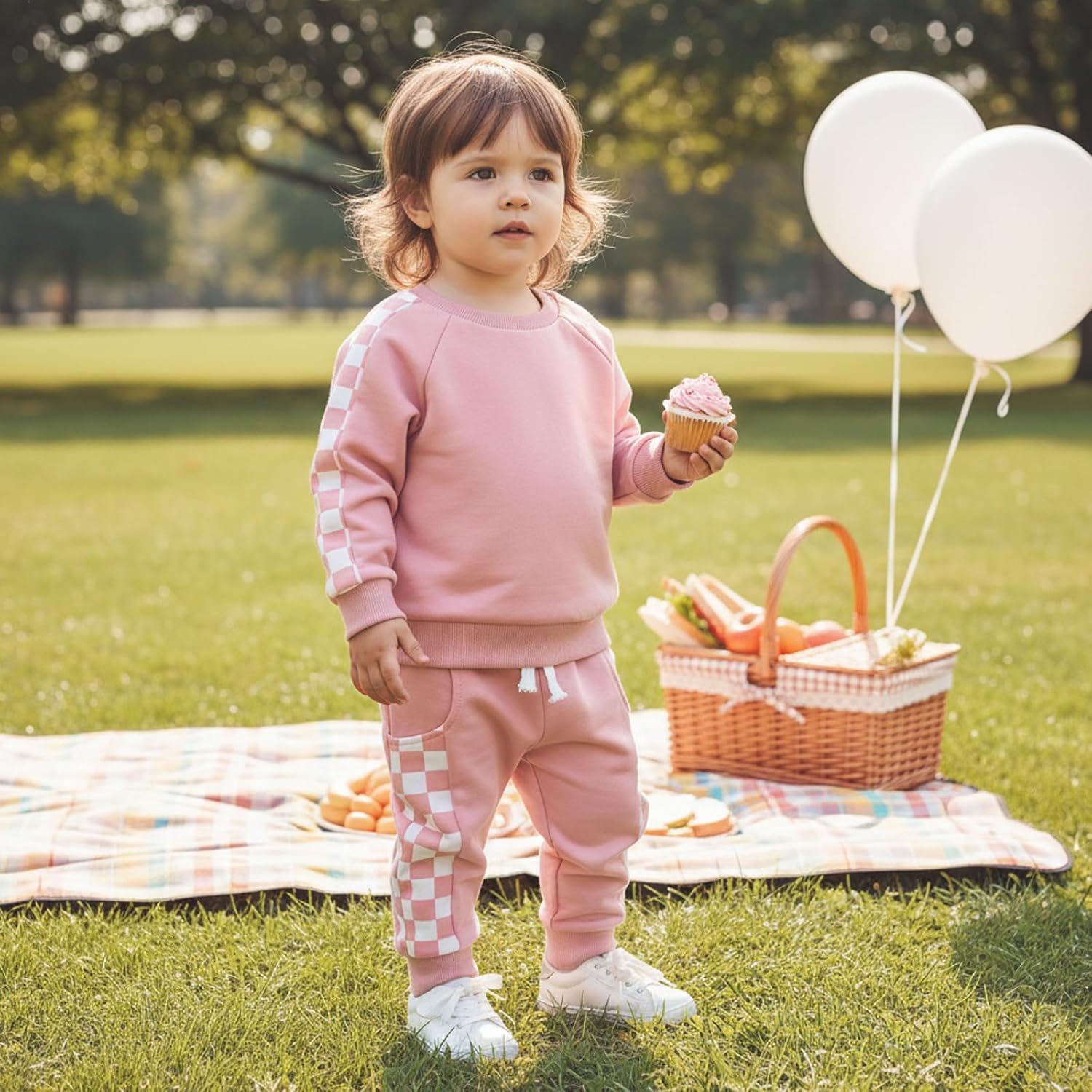 allshope Toddler Baby Girl Fall Outfit Patchwork Long Sleeve Sweatshirts Elastic Waist Pants Cute Newborn Clothes Set - Image 3