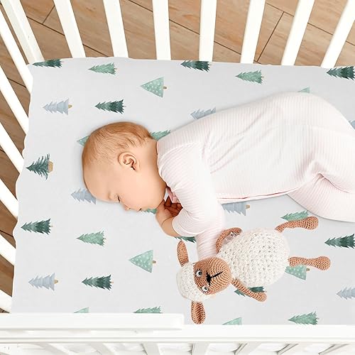 Miniatura 7 de Burbuja Sábana bajera ajustable para cuna de árbol de Navidad para niños y niñas, para colchones estándar de cuna y de niño pequeño, suave y