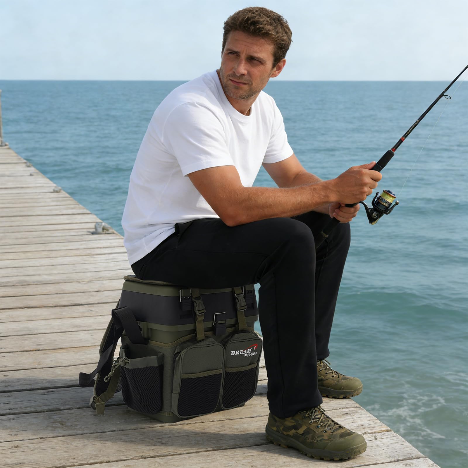 Fishing Multi Angelkoffer-Rucksack & Sitz-Kiepe in 1, Fishing 3-in-1 Multifunktions-Sitzkiepe, Angeltasche mit Sitz Angelkoffer