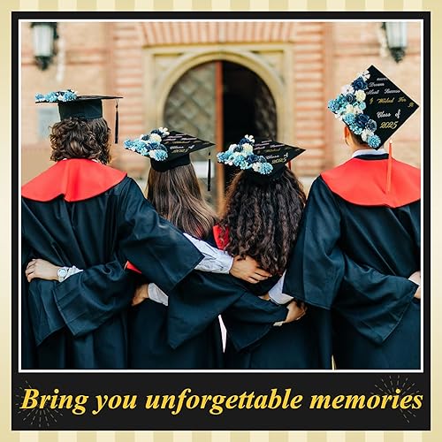 Miniatura 7 de Bonuci El kit de decoración de gorra de graduación de 39 piezas incluye 29 cabezas de flores falsas, pistola de pegamento, 6 barras de pegamento, 3