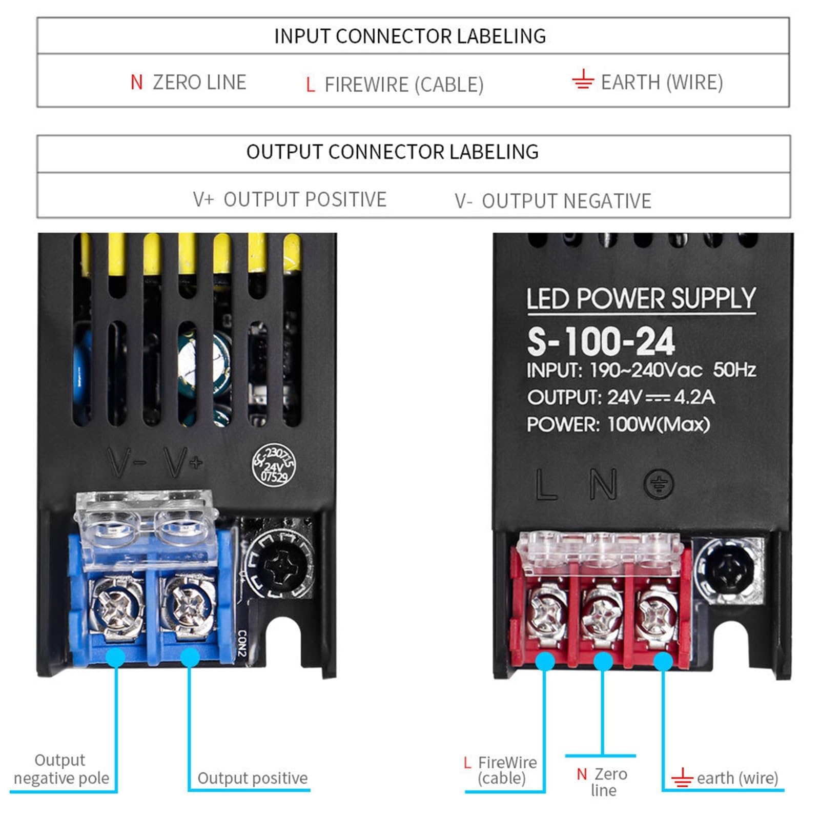 Alimentation LED 60 W, 100 W, 200 W, 300 W, 400 W, 500 W for ruban LED WS2811, DC12 V/24 V(12V,200W)