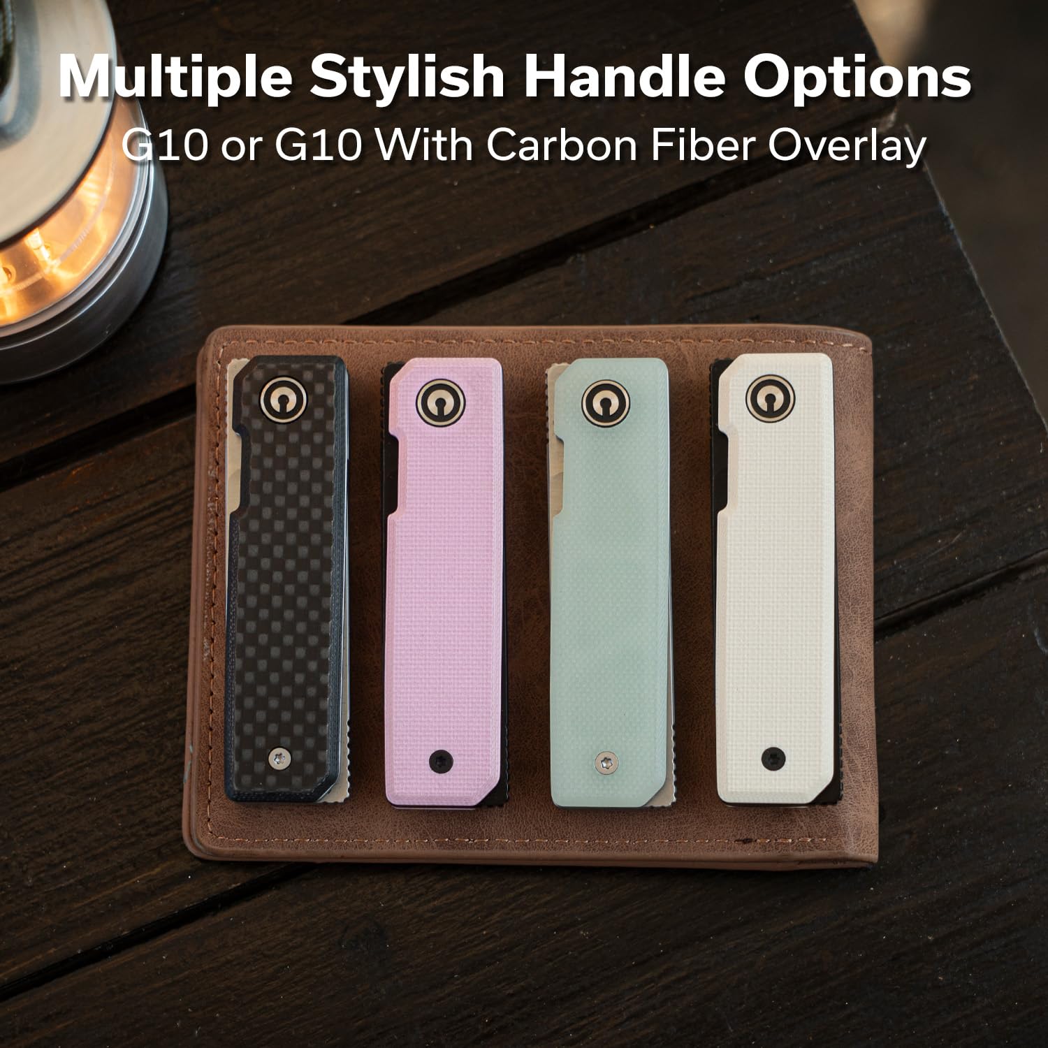 CIVIVI Mini Kukei Pocket Knife, Folding Knife 5.12 CM Nitro-V Blade G10 Handle, EDC Knife with Leather Sheath, Front Flipper Opener C25036-3(Ivory)