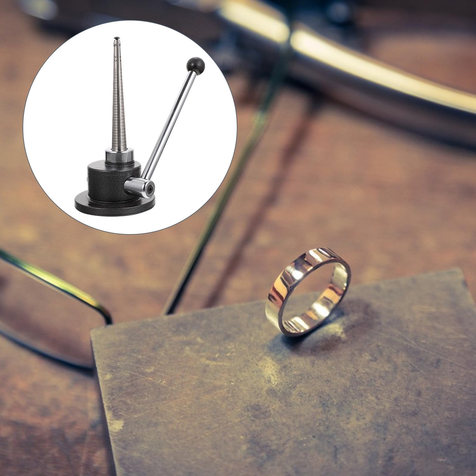 MERRYHAPY Ensanchador de Anillos para Ajustar y Ampliar Tamaños de Anillos Fácilmente Herramienta Práctica Estilo Coreano de Acero Cuatro Escalas de Medición
