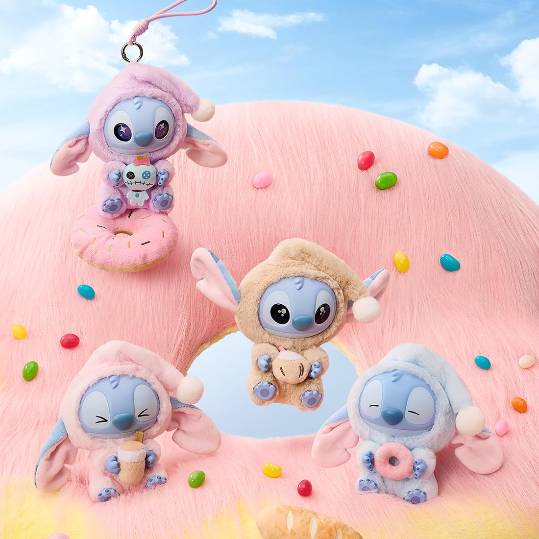 MINISO Disney Stitch Eat Something Before Sleep Collection Vinyl Plush Toy Surprise Box Figure Model Random Design Blind Box Toy Collectible Toy for Home Decor Birthday Gifts (Random One Figure)